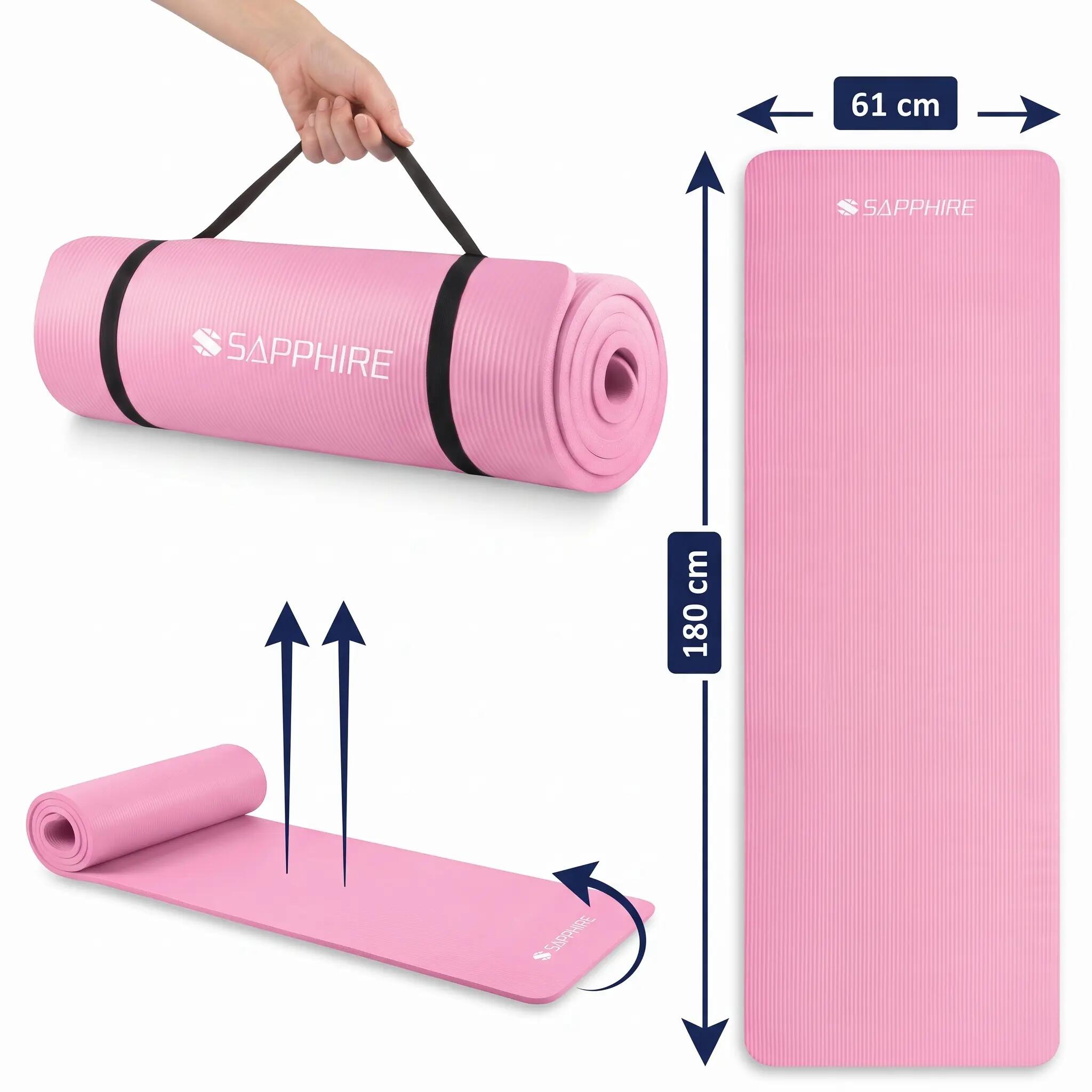Mata do ćwiczeń fitness Sapphire SG-105 z pokrowcem i paskiem 15mm pianka NBR 6/8