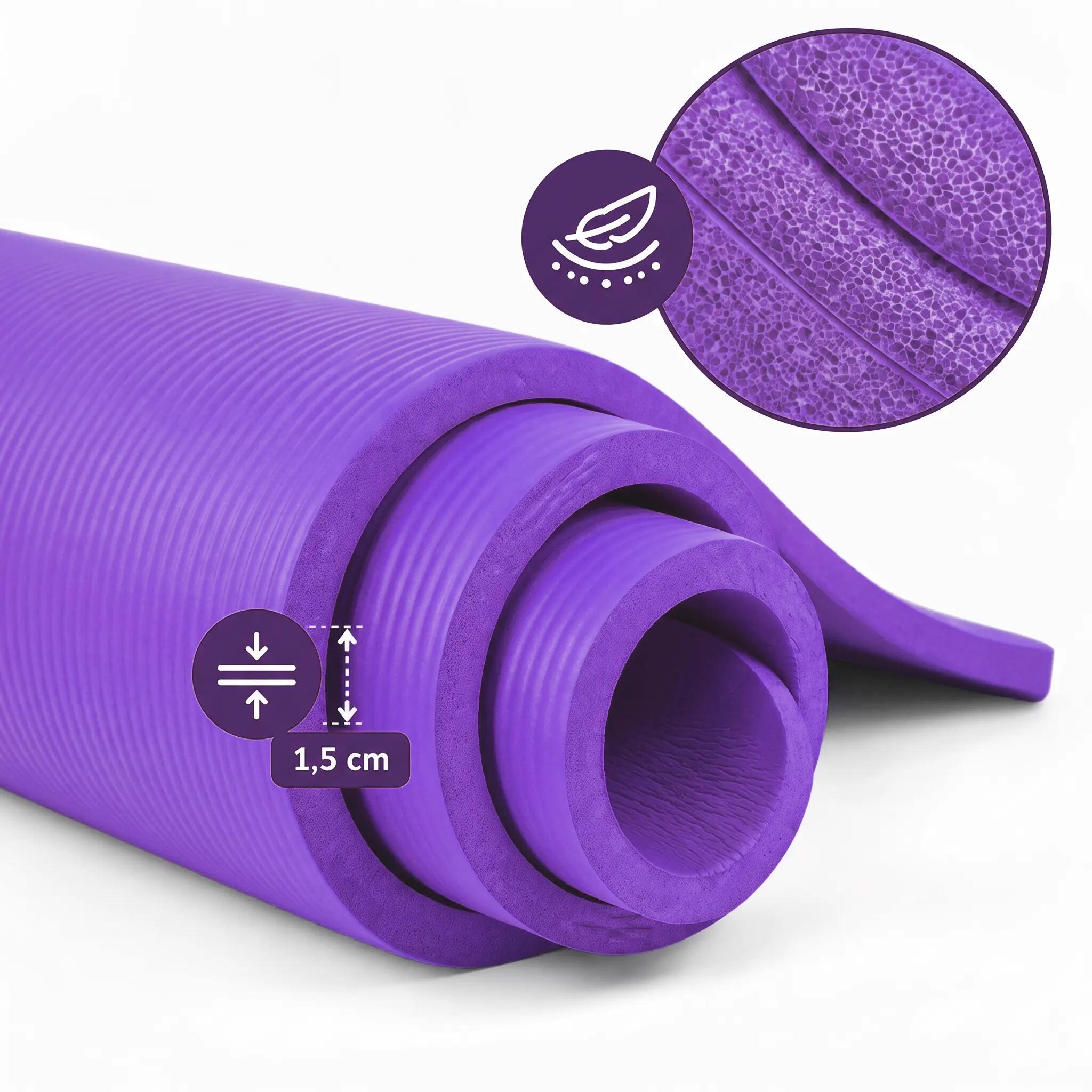 Mata do ćwiczeń fitness Sapphire SG-105 z pokrowcem i paskiem 15mm pianka NBR 4/8