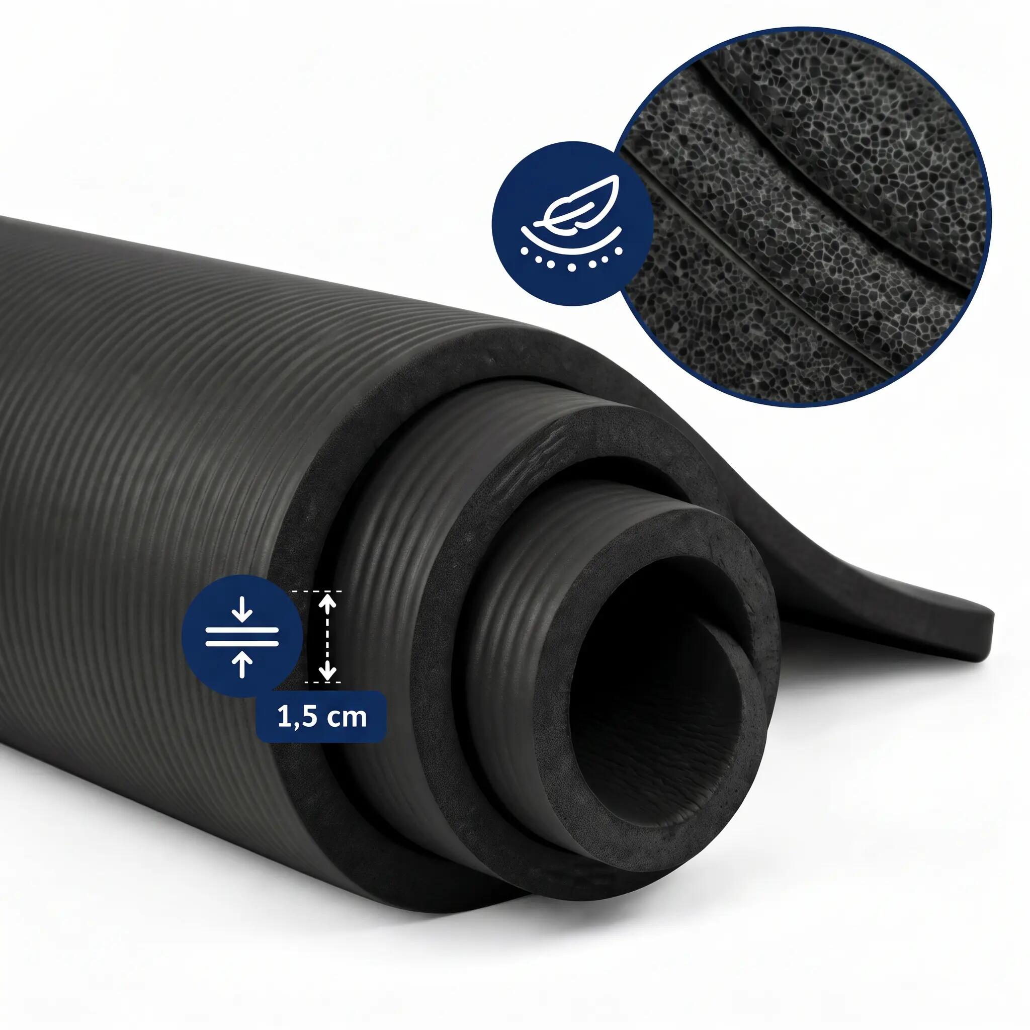 Mata do ćwiczeń fitness Sapphire SG-105 z pokrowcem i paskiem 15mm pianka NBR 4/8