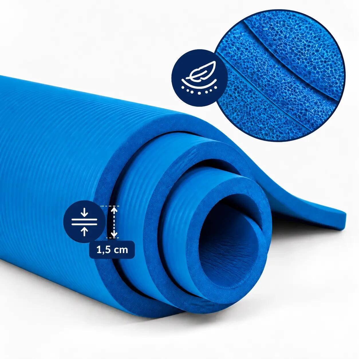 Mata do ćwiczeń fitness Sapphire SG-105 z pokrowcem i paskiem 15mm pianka NBR 4/8