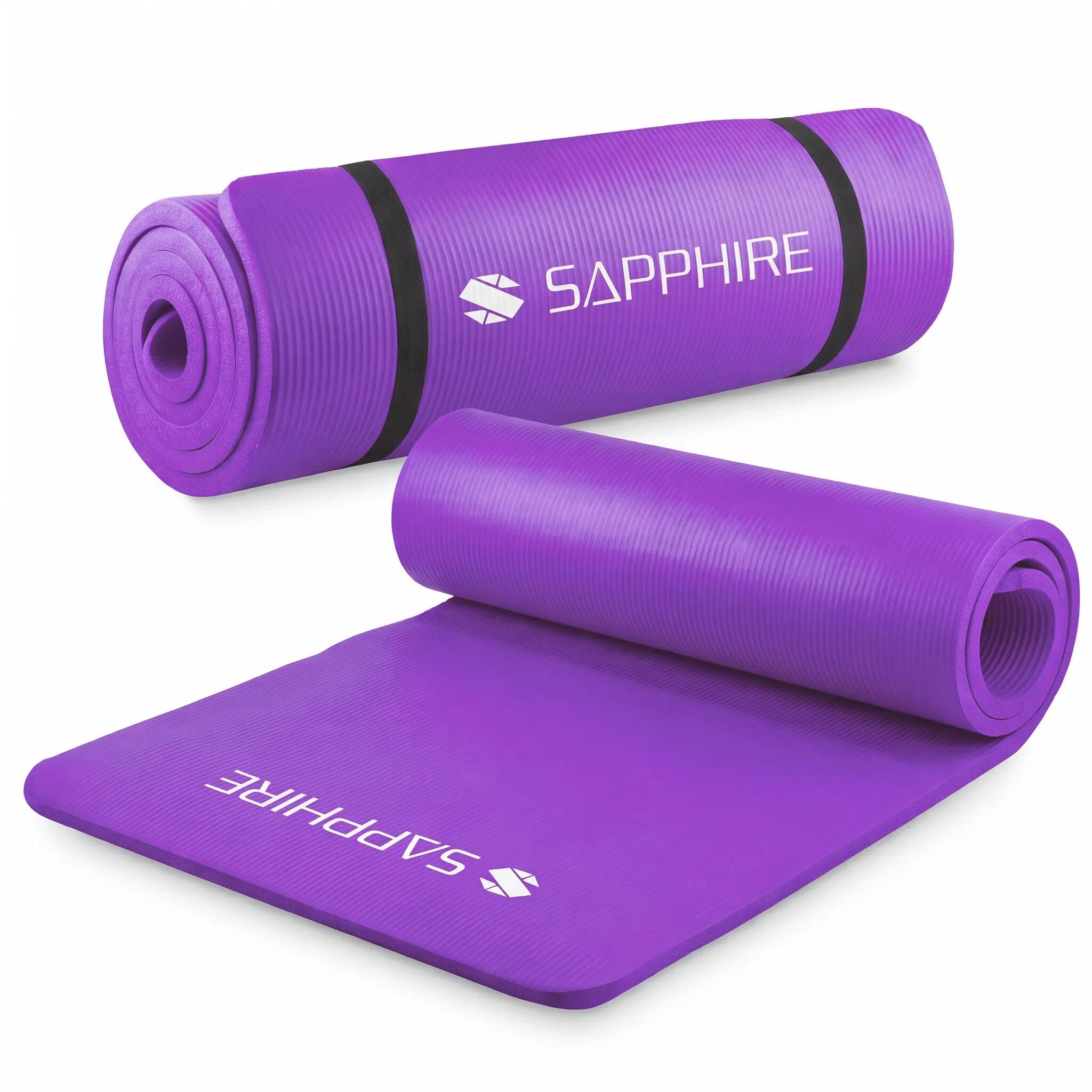 Mata do ćwiczeń fitness Sapphire SG-105 z pokrowcem i paskiem 15mm pianka NBR 2/8