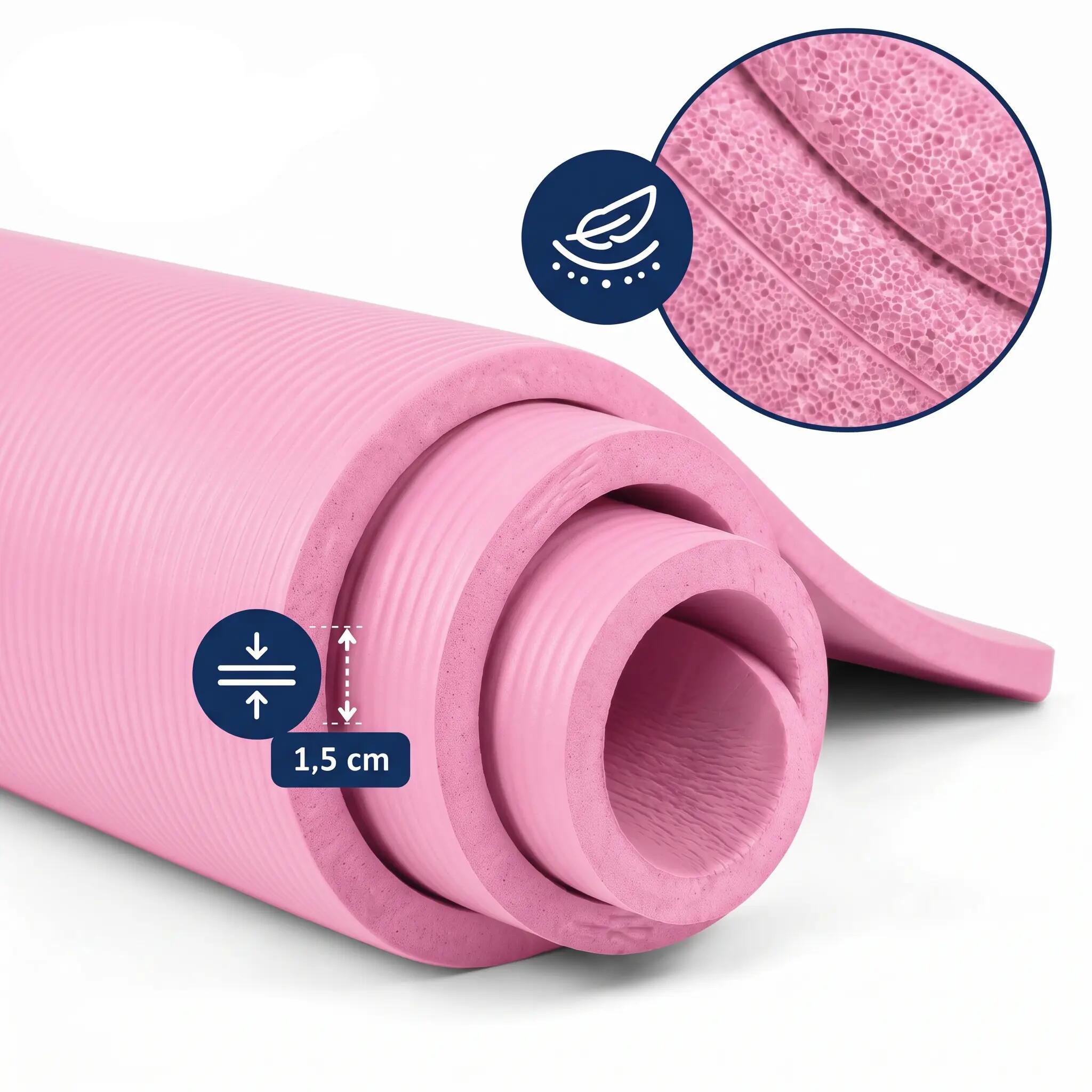Mata do ćwiczeń fitness Sapphire SG-105 z pokrowcem i paskiem 15mm pianka NBR 4/8