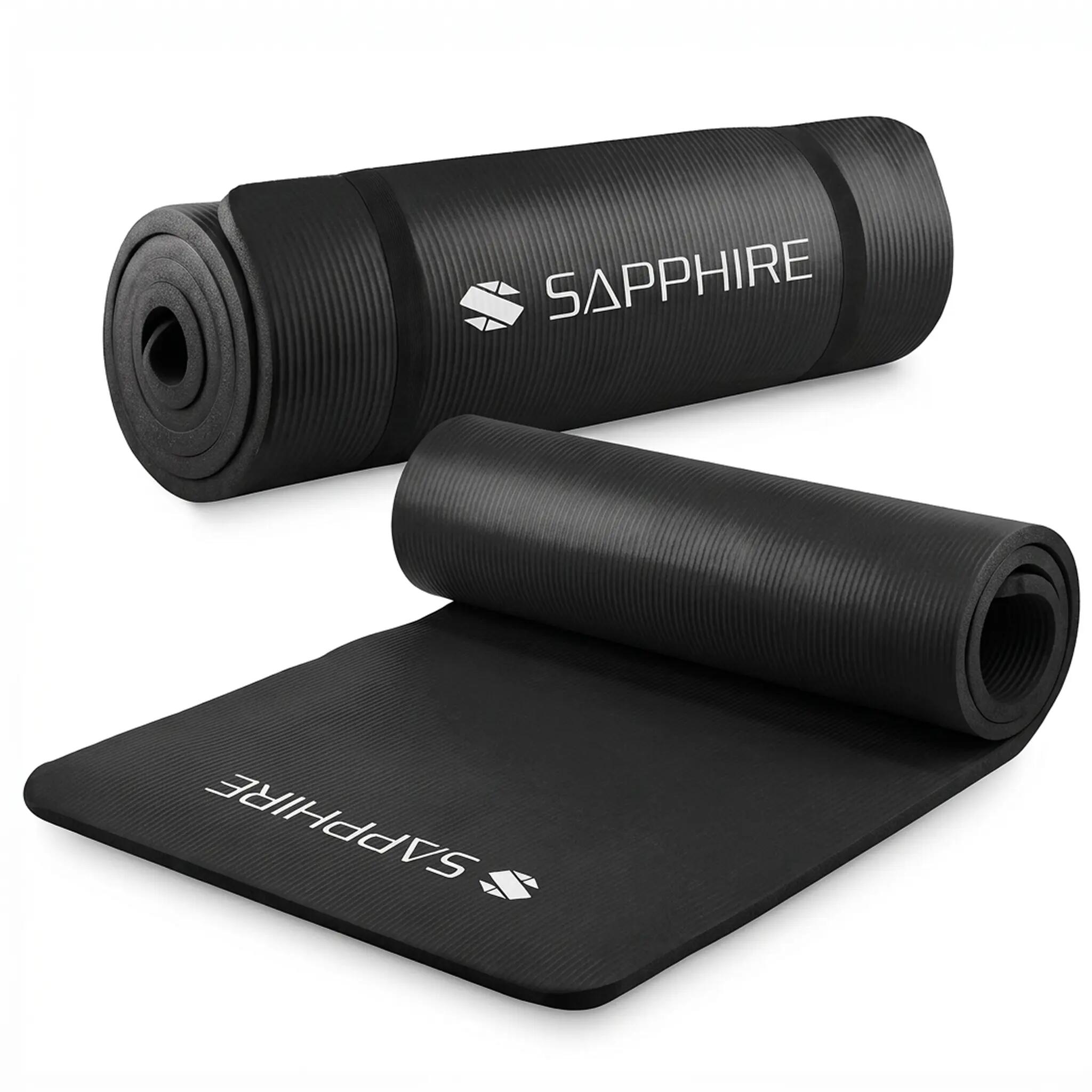 Mata do ćwiczeń fitness Sapphire SG-105 z pokrowcem i paskiem 15mm pianka NBR 2/8