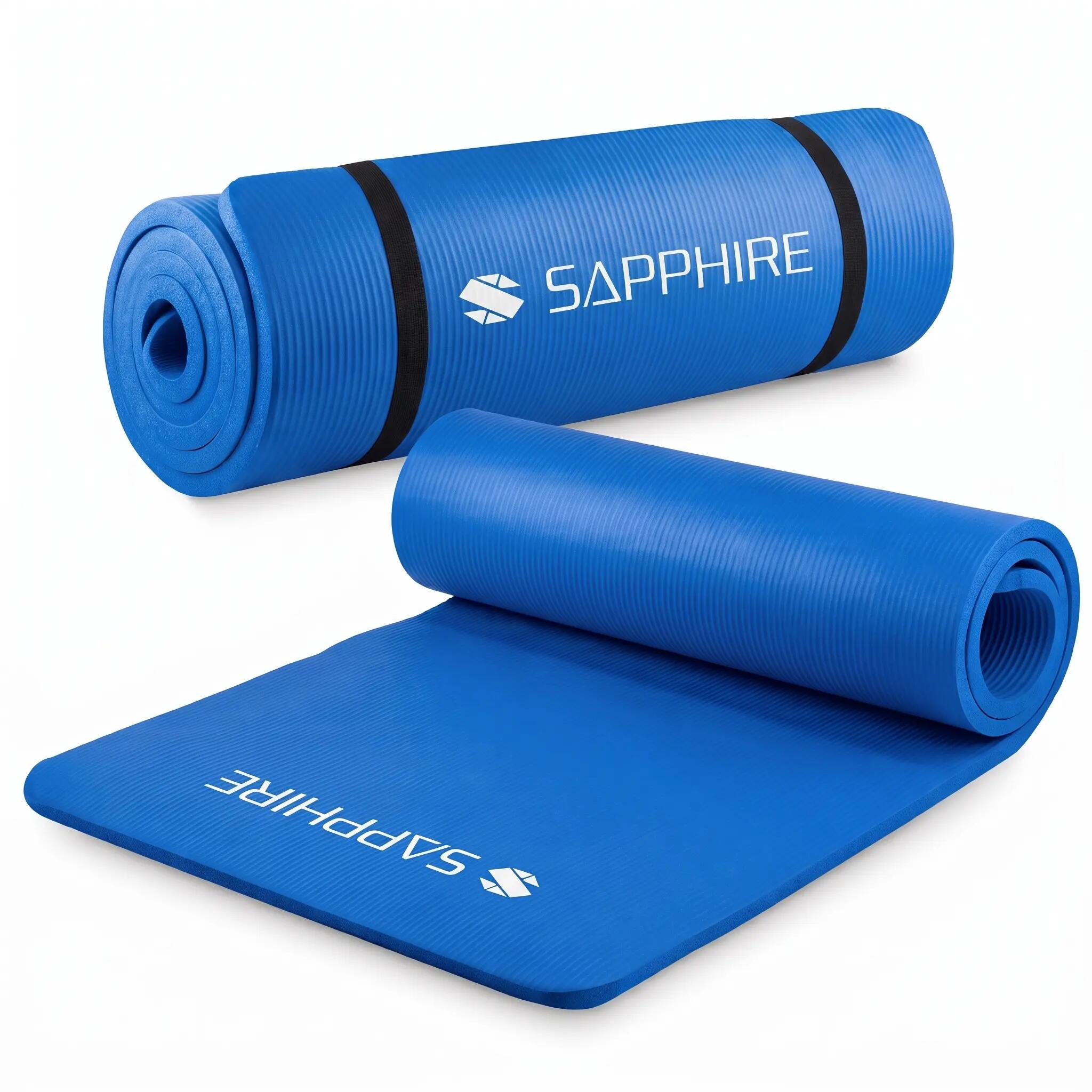 Mata do ćwiczeń fitness Sapphire SG-105 z pokrowcem i paskiem 15mm pianka NBR 2/8