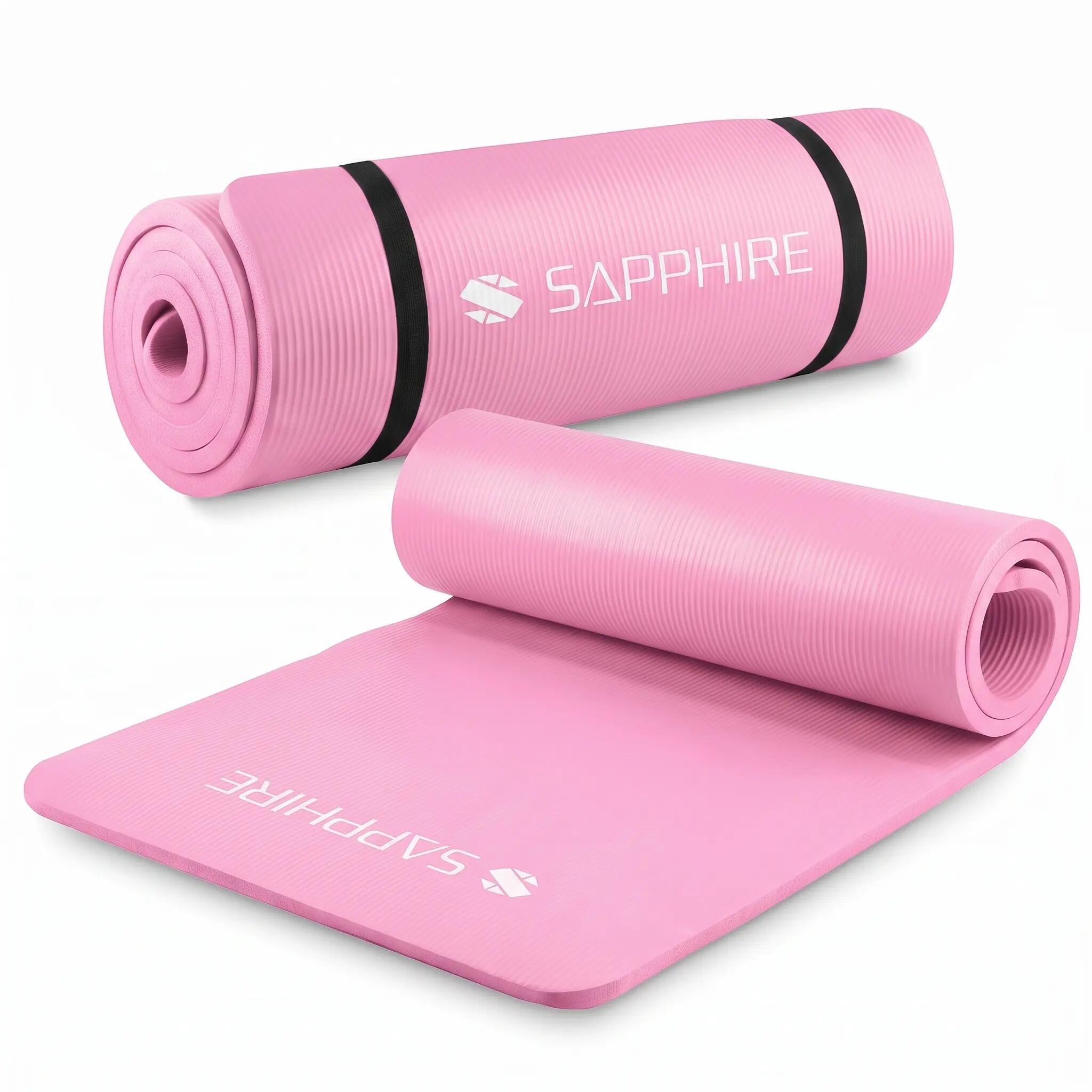 Mata do ćwiczeń fitness Sapphire SG-105 z pokrowcem i paskiem 15mm pianka NBR 2/8