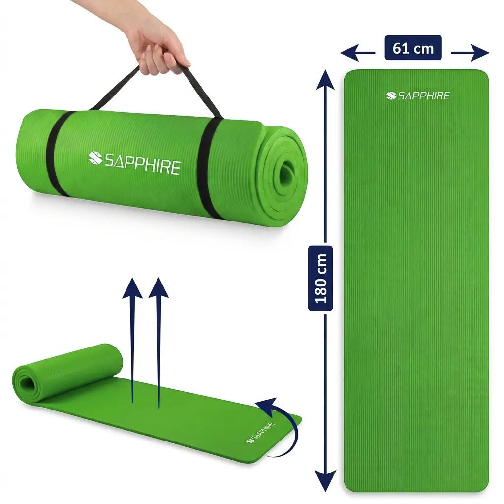 Mata do ćwiczeń fitness Sapphire SG-105 z pokrowcem i paskiem 15mm pianka NBR 6/8
