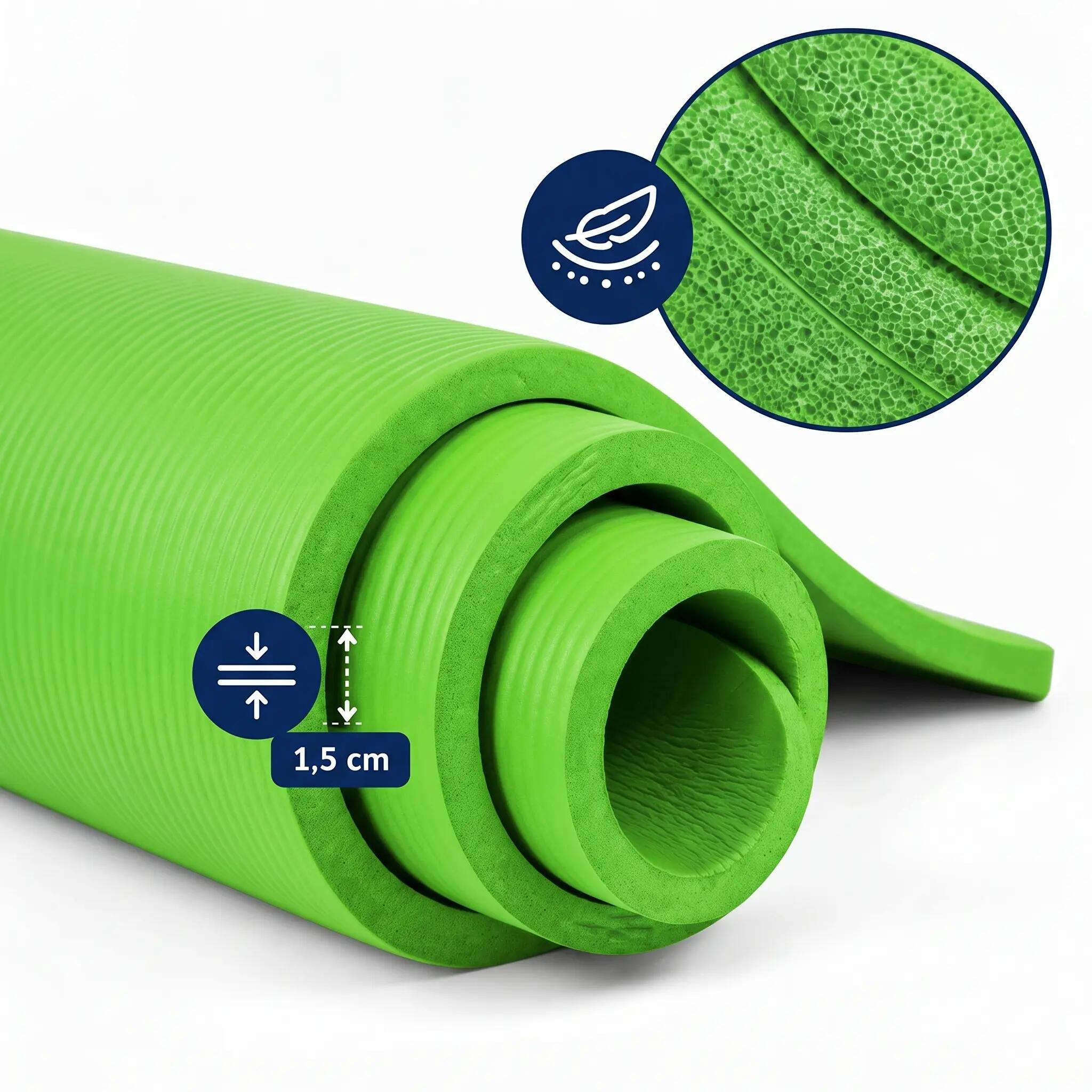 Mata do ćwiczeń fitness Sapphire SG-105 z pokrowcem i paskiem 15mm pianka NBR 4/8