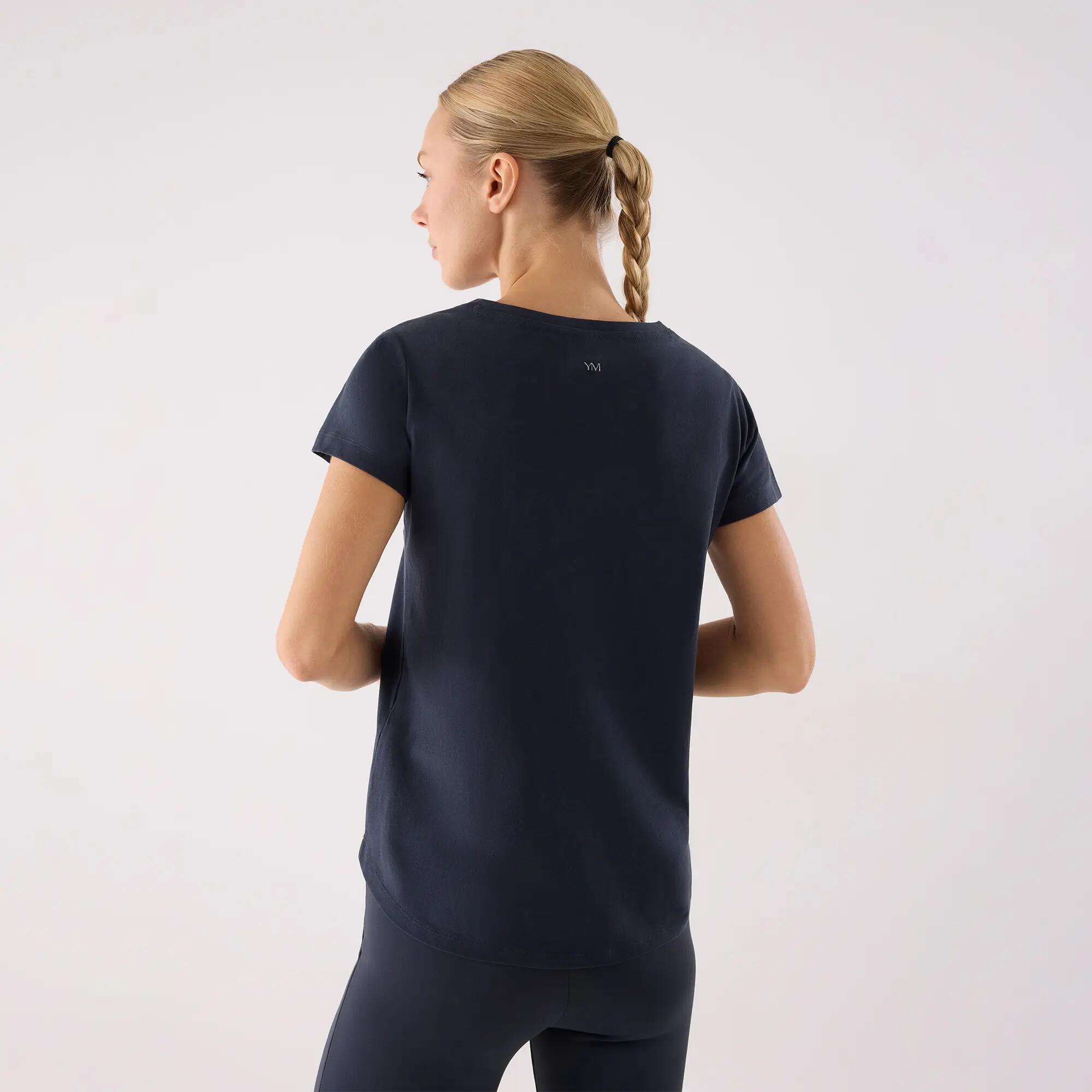 Camiseta algodón básica estilo deportivo azul marino 2/4