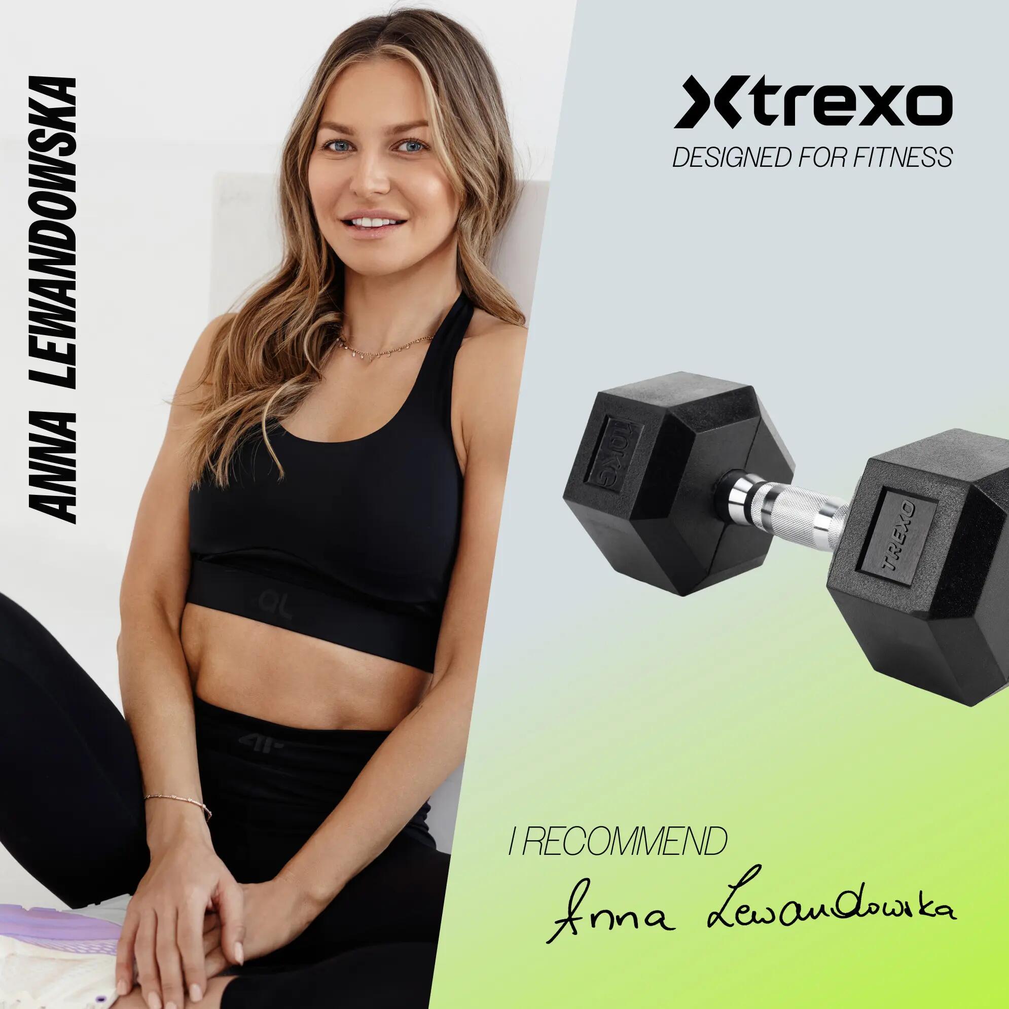 Hantel ogumowany XTREXO Hex 10 kg 2/7