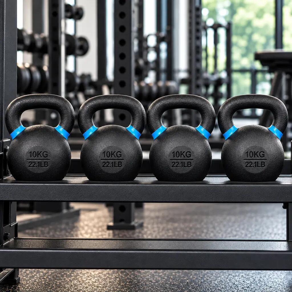 Kettlebells con poedercoating KBPO10 para fitness y entrenamiento de fuerza 4/4