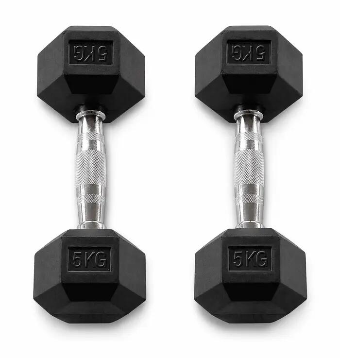 Juego de mancuernas hexagonales ajustables HEXRU5 para fitness 4/5