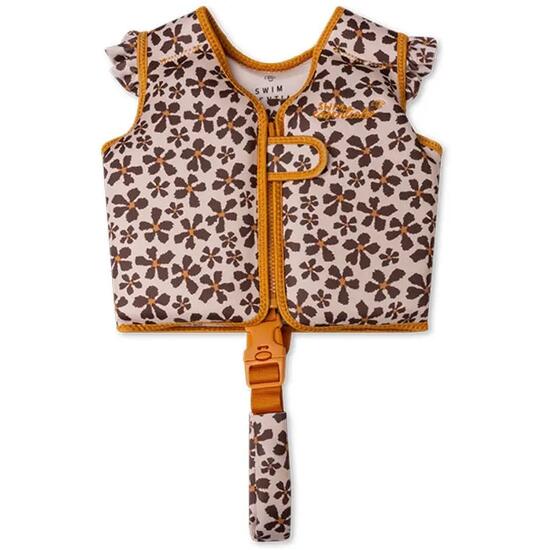 Gilet de natation orange imprimé fleuri 2 à 3 ans
