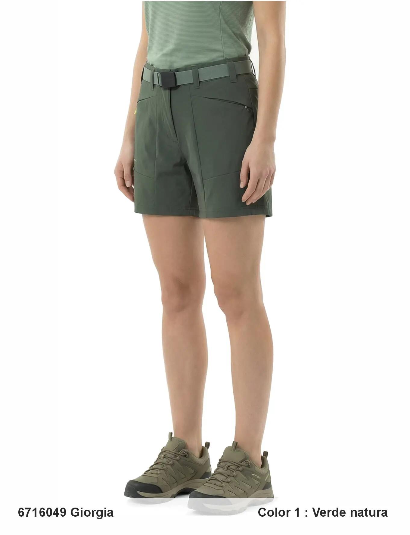 Short - Senderismo - Mujer - Nylon, 5 bolsillos - GIORGIA - Verde 3/3