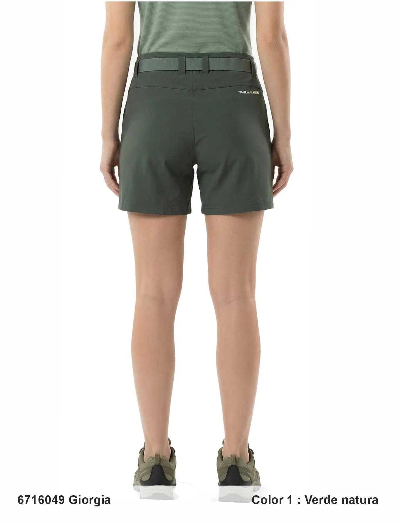 Short - Senderismo - Mujer - Nylon, 5 bolsillos - GIORGIA - Verde 2/3