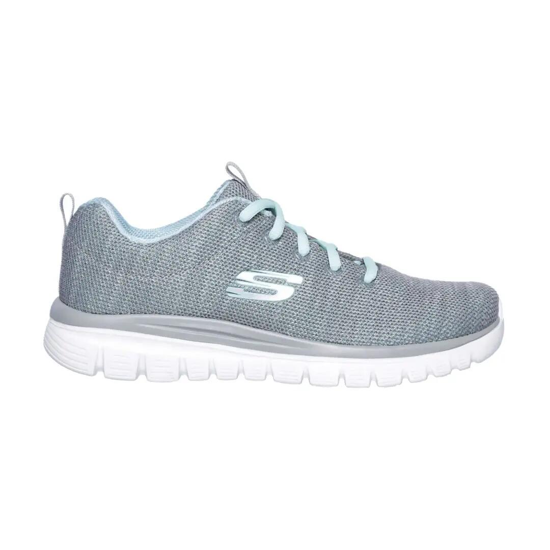 Zapatillas mujer Skechers Graceful grises, ligeras para gimnasio y diario 1/4