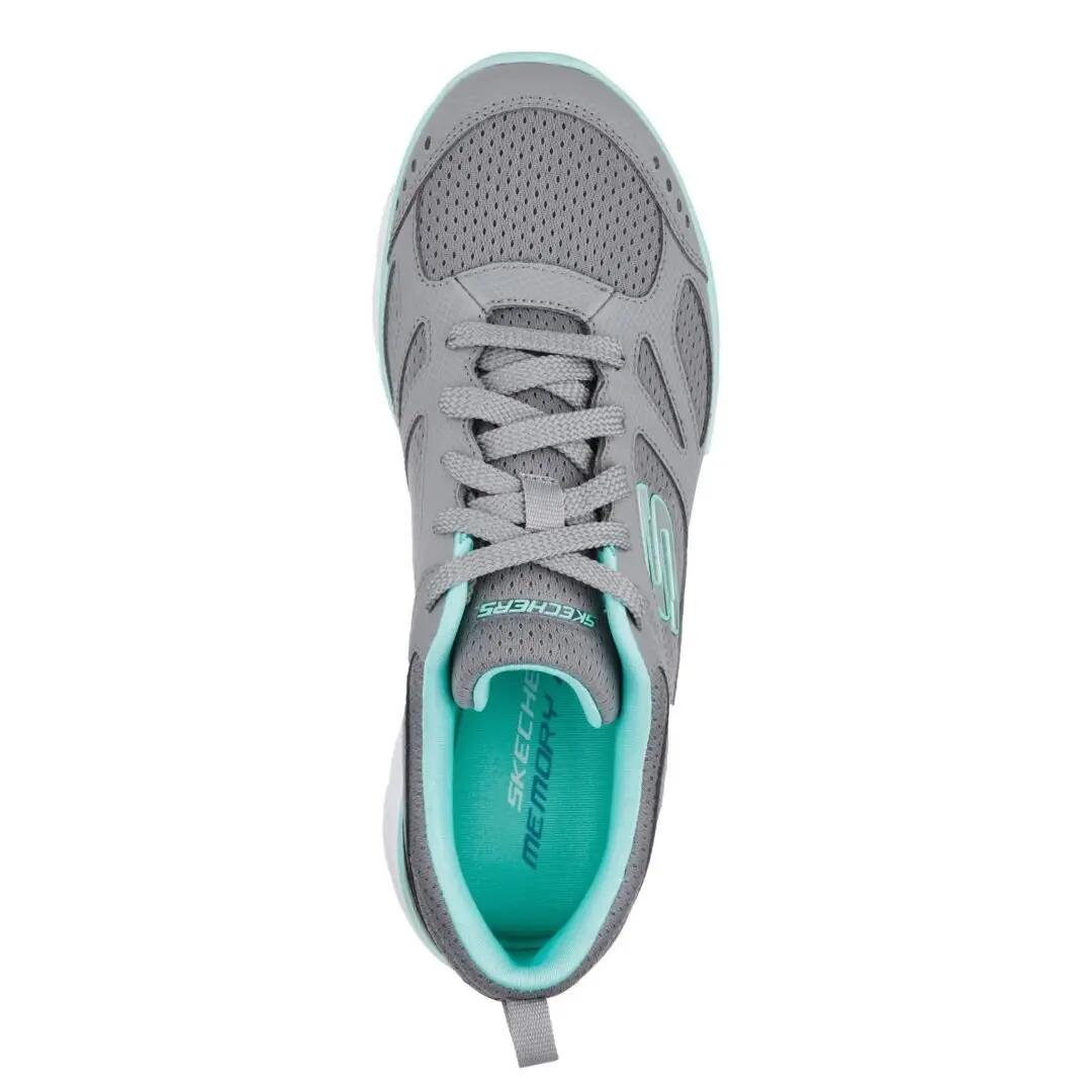 Zapatillas mujer Skechers Summits grises y turquesa sin cordones 3/5