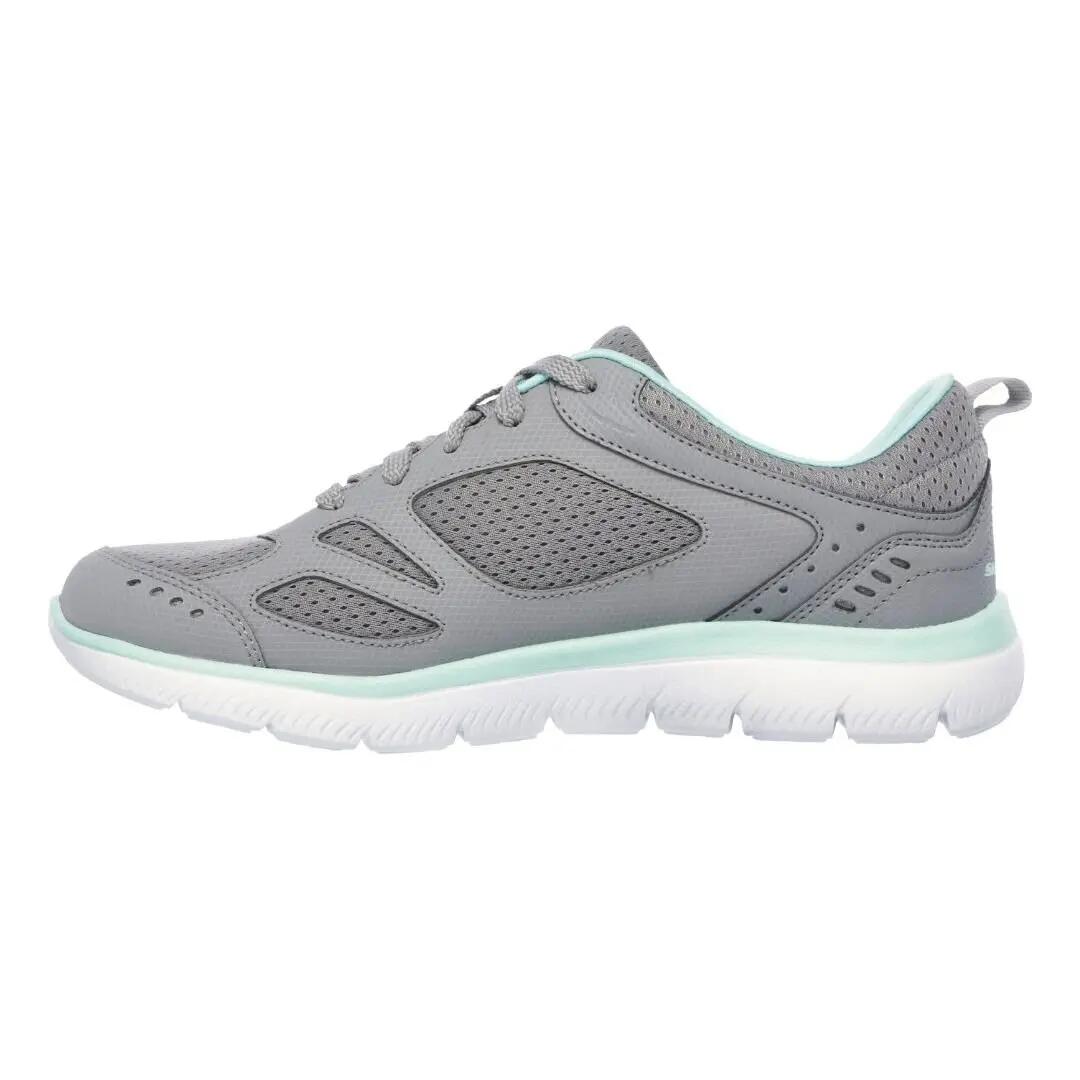 Zapatillas mujer Skechers Summits grises y turquesa sin cordones 2/4