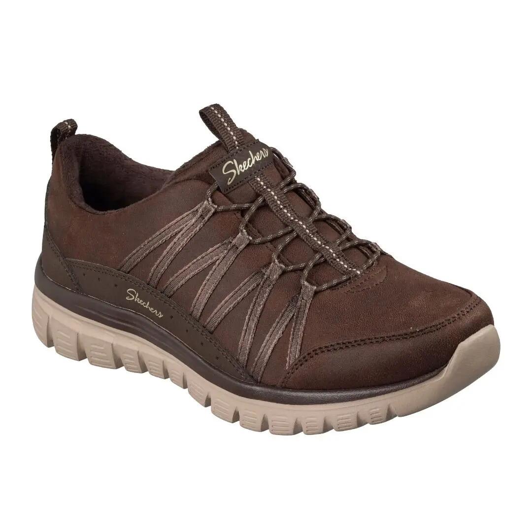 Zapatillas mujer Skechers Graceful marrón chocolate, cómodas para diario 2/5