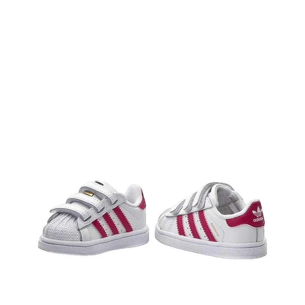 Chaussures adidas Superstar CF I Blanc/Rose 3/4