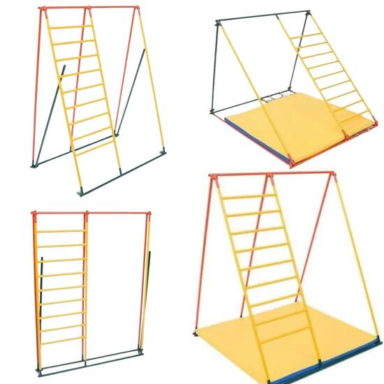 Aire de jeux d'intérieur enfant Simple avec pyramide métal et tapis