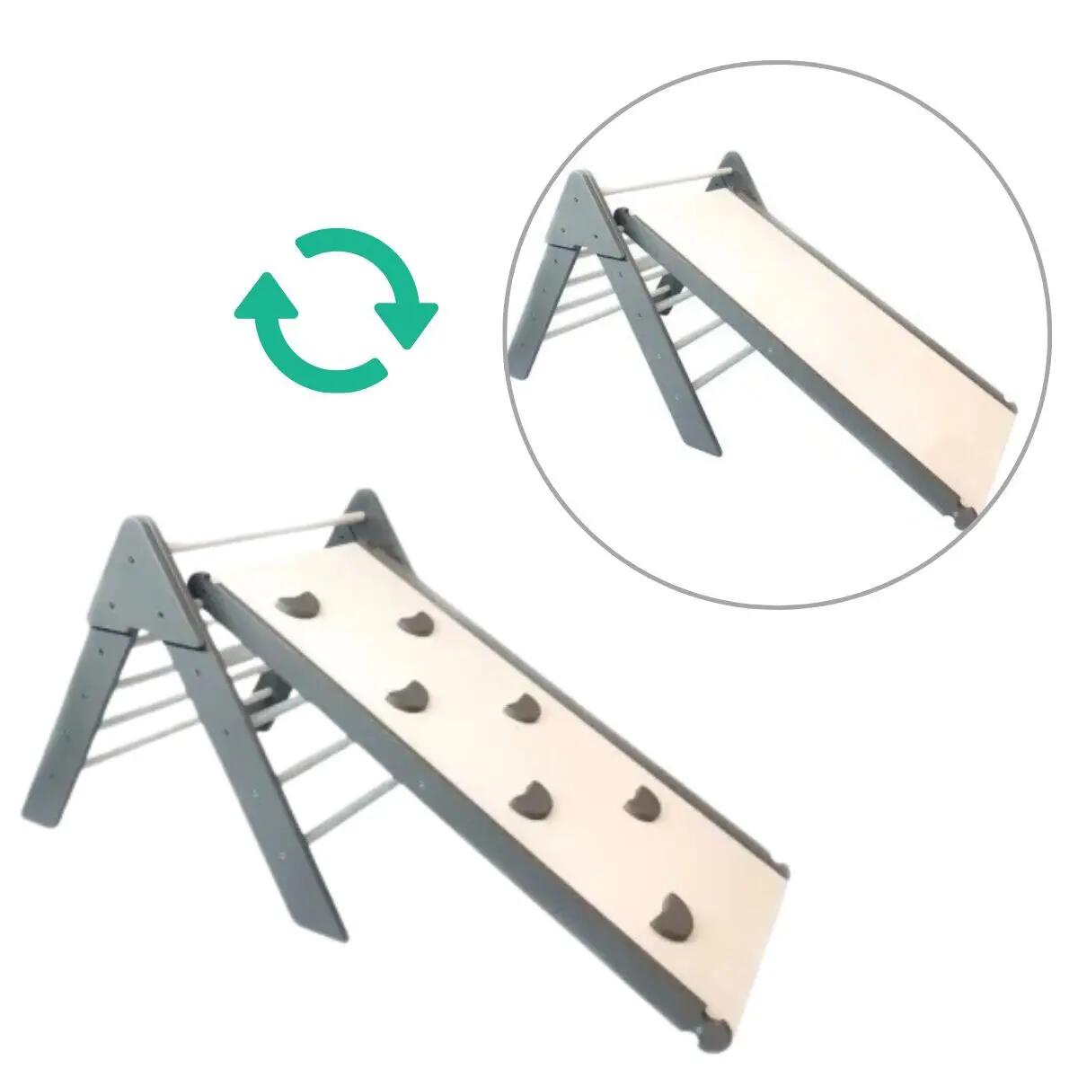 Triangle d'escalade d'intérieur en bois pour enfants avec toboggan Moon 3/7