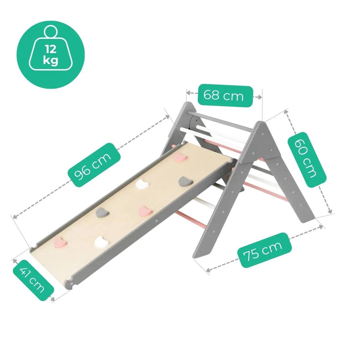 Holz-Kletterdreieck für Kinder indoor mit Rutsche Moon 4/7
