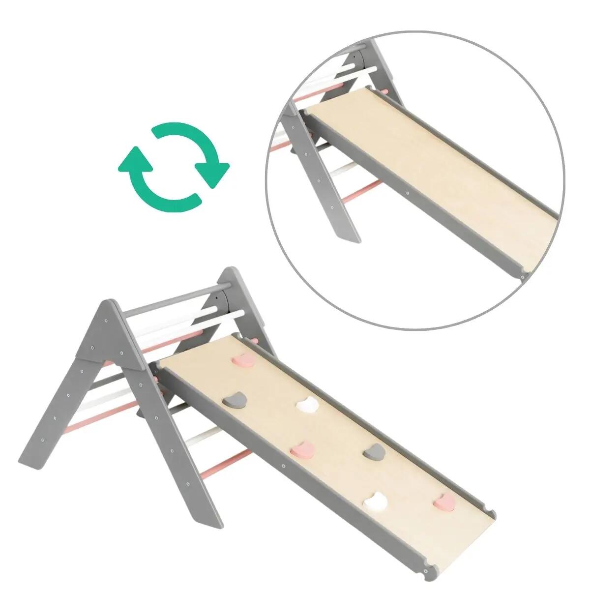 Holz-Kletterdreieck für Kinder indoor mit Rutsche Moon 3/7