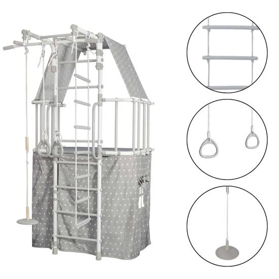 Espalier de gymnastique pour enfants avec maisonnette Indigo Pastel