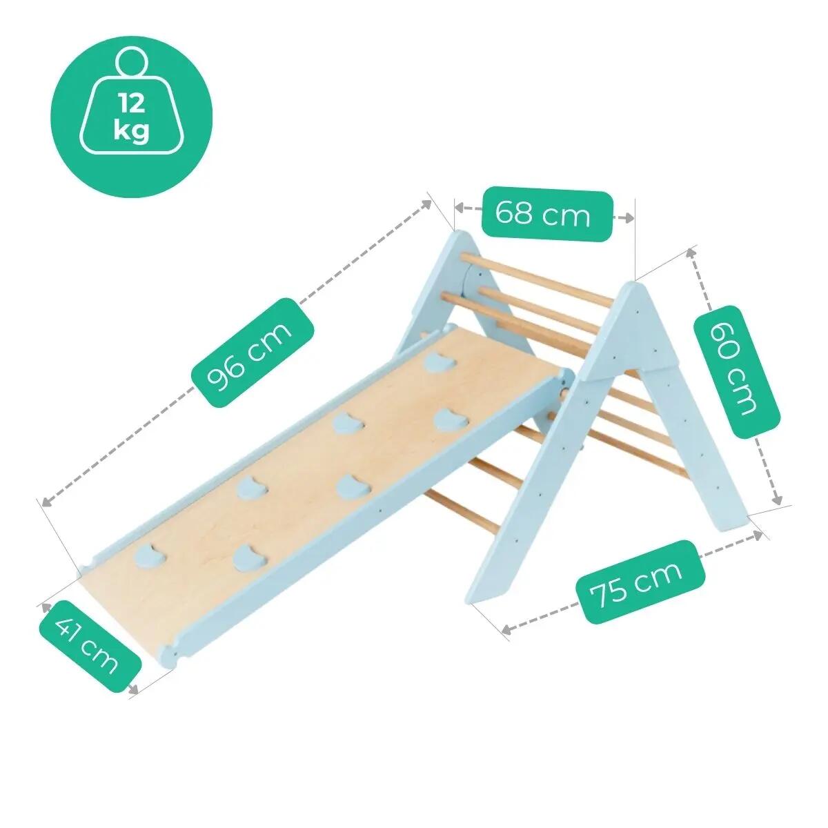 Houten klimdriehoek voor kinderen voor binnen met glijbaan Moon 4/7