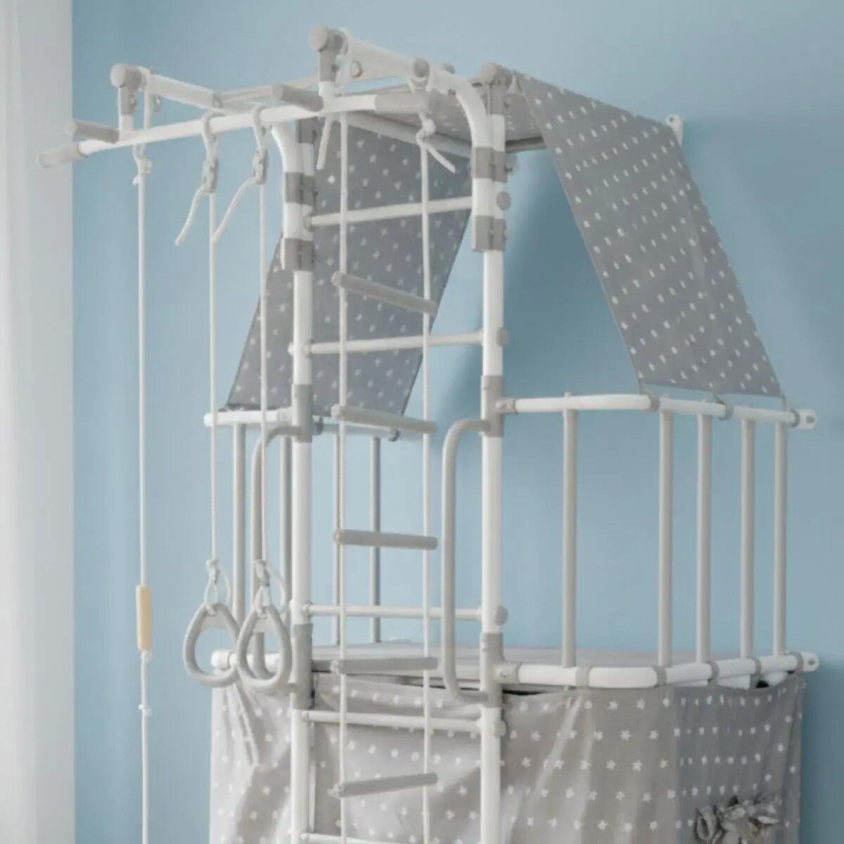 Espalier de gymnastique pour enfants avec maisonnette Indigo Pastel 3/7