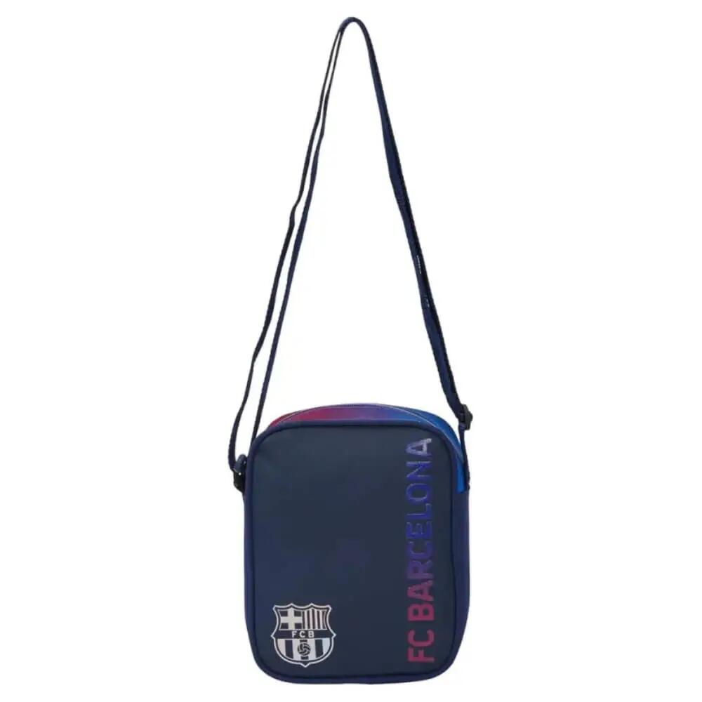 Bolsa de ombro infantil do FC Barcelona com alça ajustável, poliéster, azul. 4/5