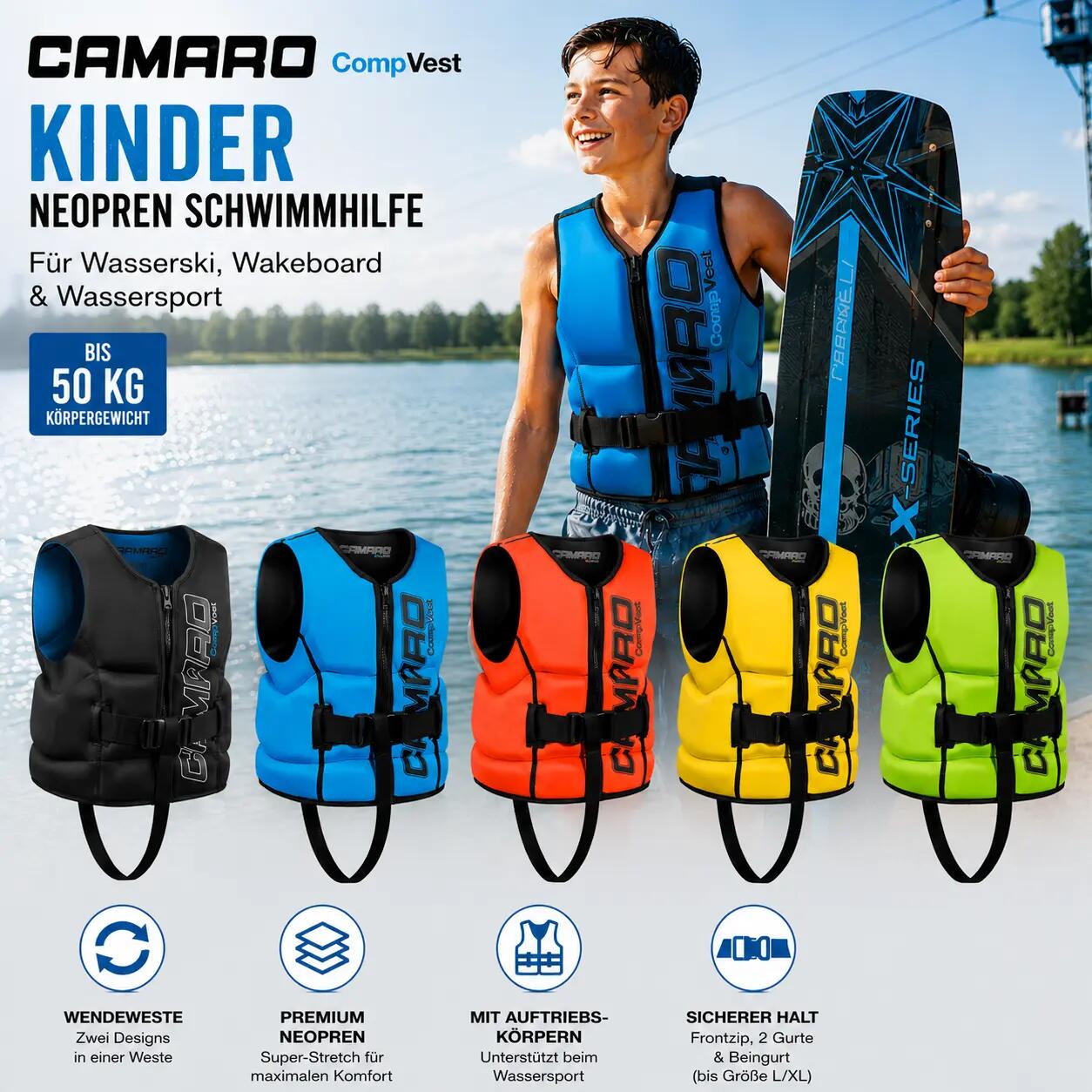 Comp Vest zwemvest kinderen omkeerbaar neopreen met impactbescherming 5/9