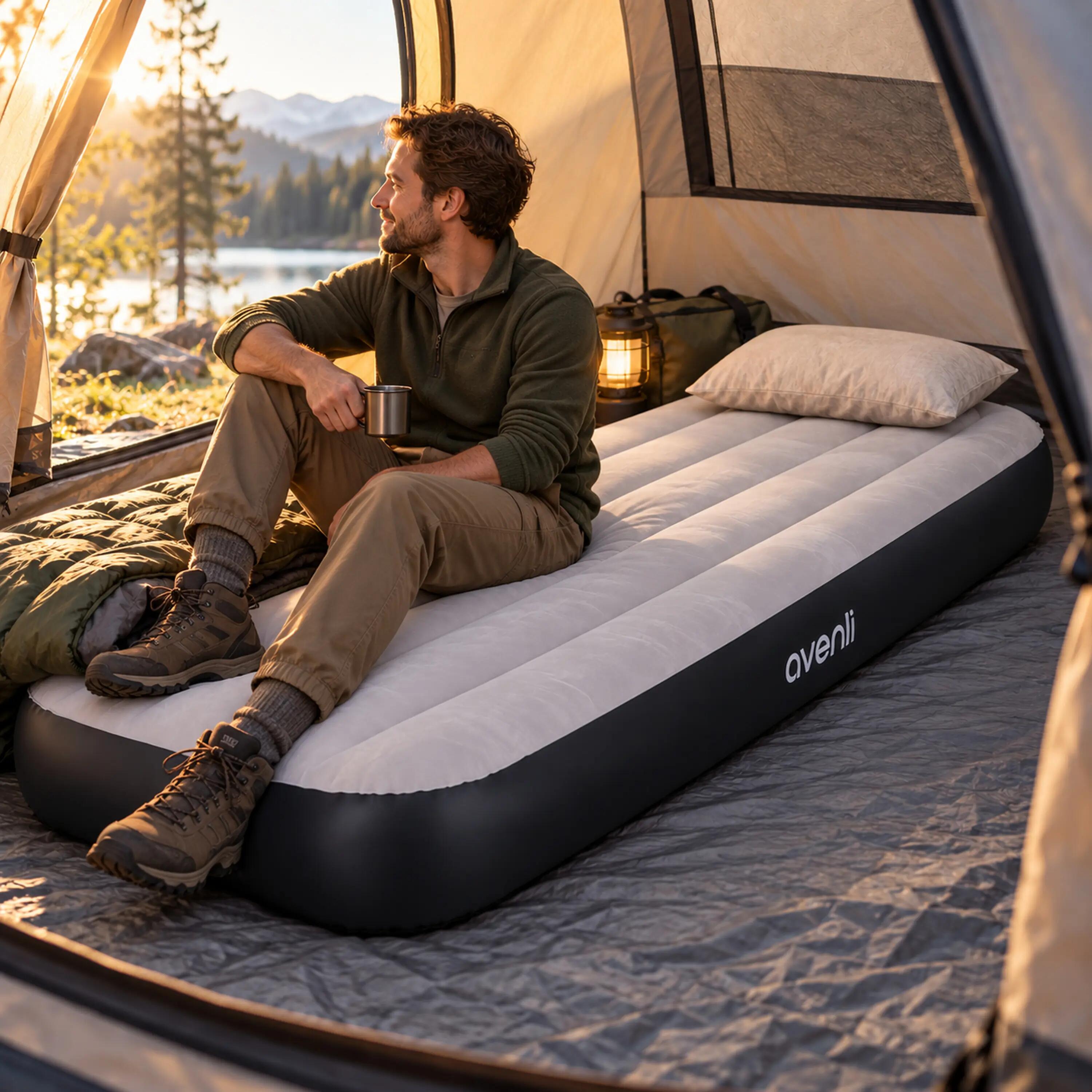 Luftmatratze Camping BeamRest grau 191x76x25cm 4/7
