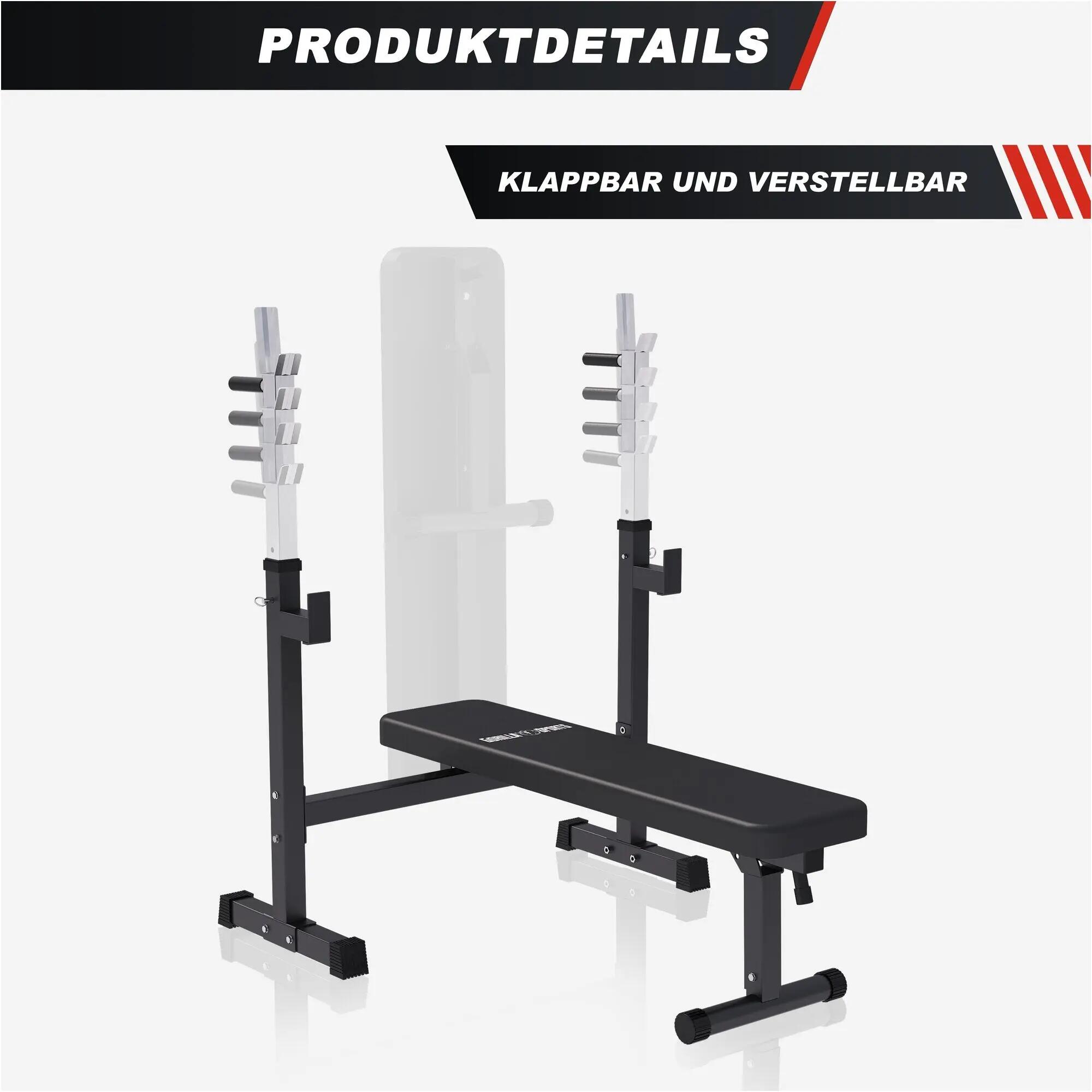 Ławka szeroka pod sztangę 3w1 zestaw bitumiczny 70 kg, sztanga i hantle 7/8