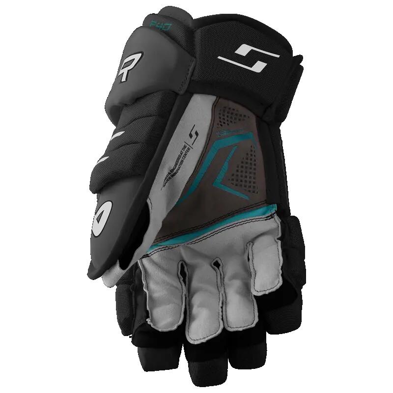 BAUER Supreme F40 Intermediate Czarno-białe rękawice hokejowe 3/5