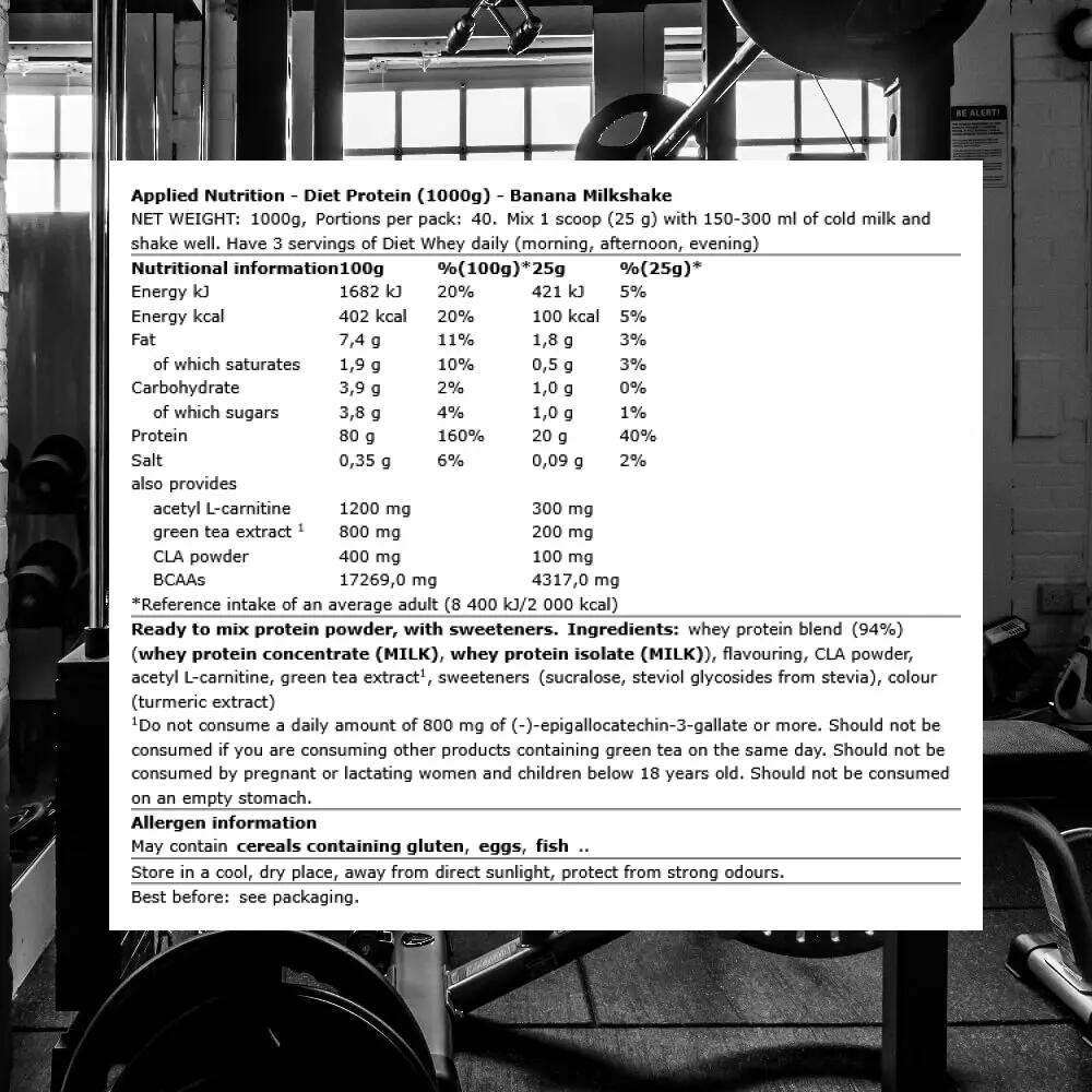 Applied Nutrition Diet Protein (1000g) Banana Milkshake - Eiweiße 3/3