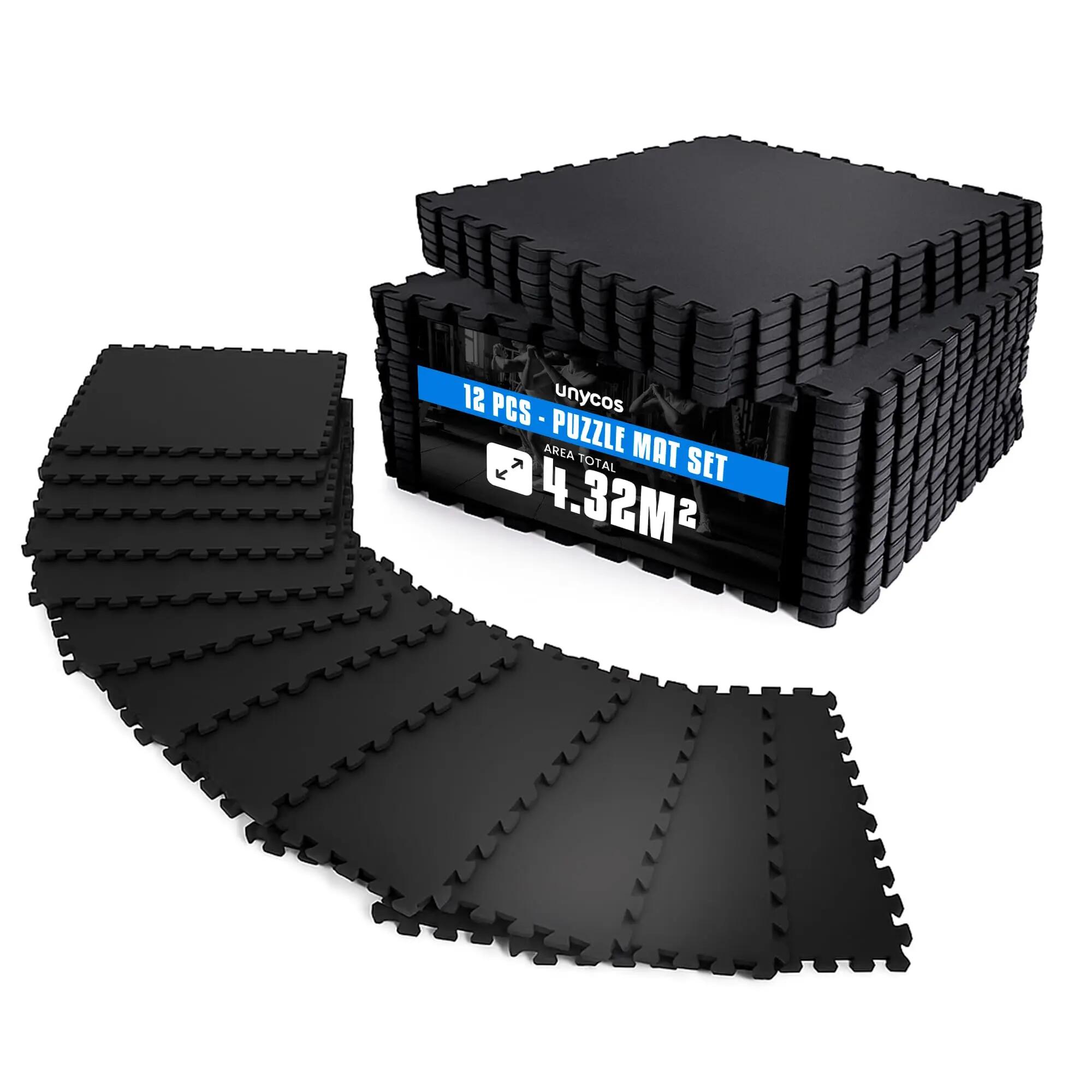 Esterilla Puzzle Goma Gimnasio 1.4cm 12 piezas Negro 1/8