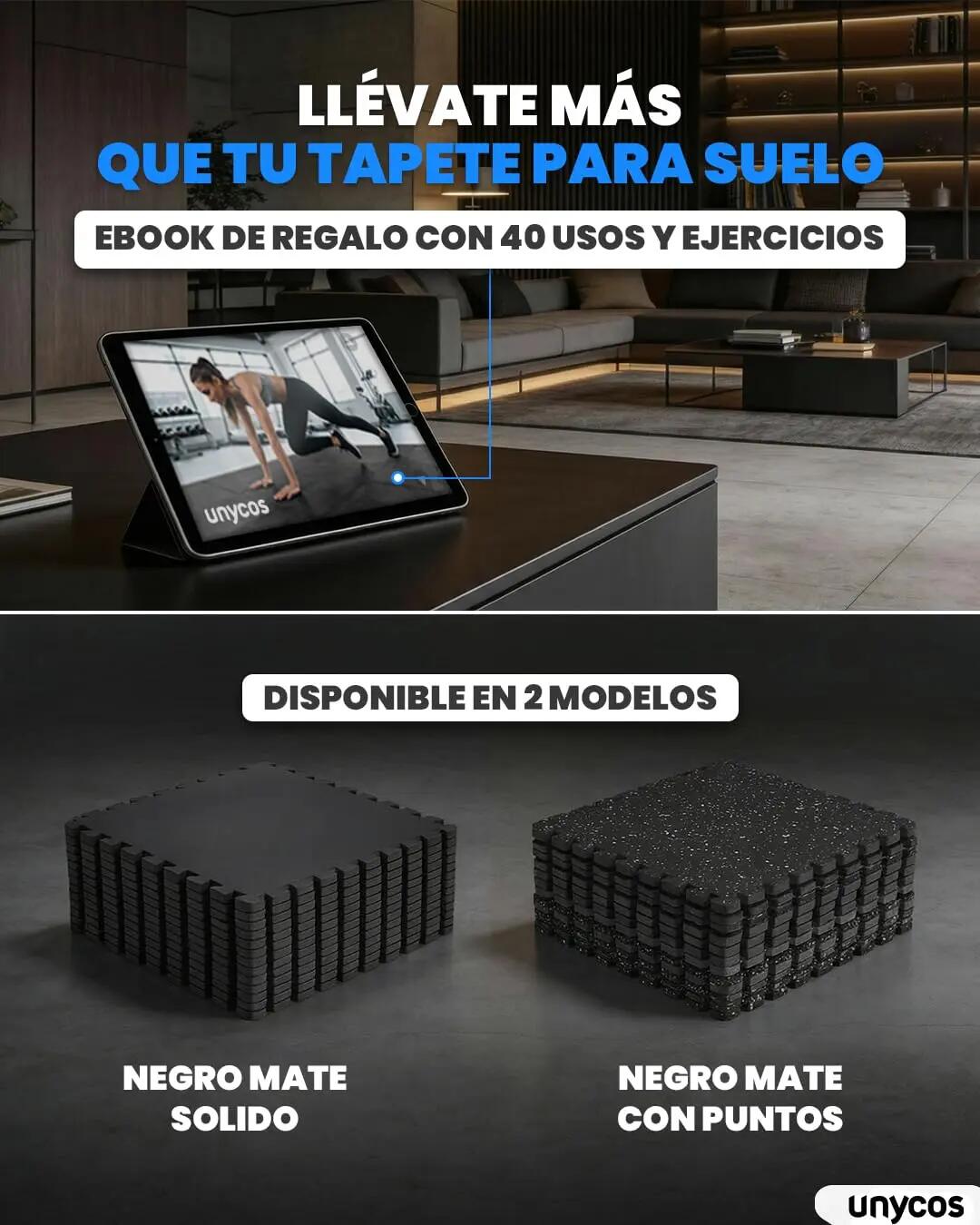 Esterilla Puzzle Goma Gimnasio 1.4cm 12 piezas Negro 7/8