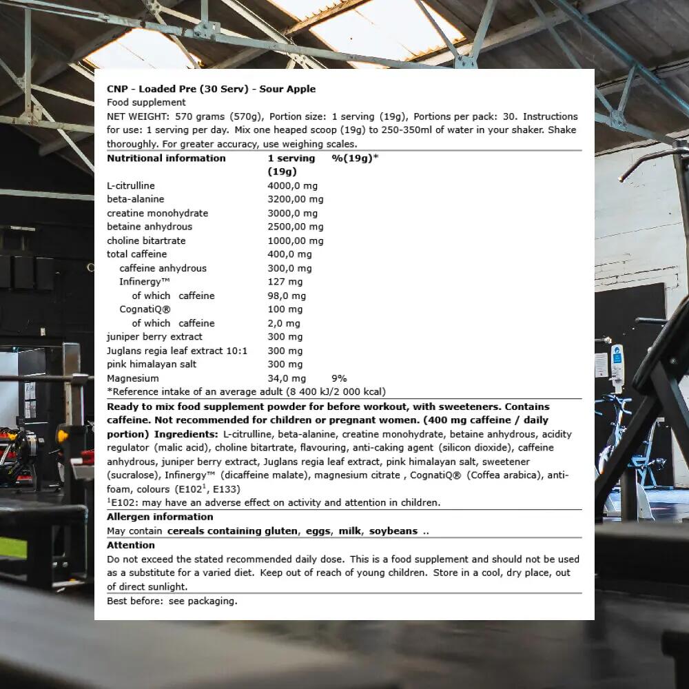 CNP Loaded Pre (30 Serv) Sour Apple - Pre-allenamento - Booster pre-allenamento 3/3