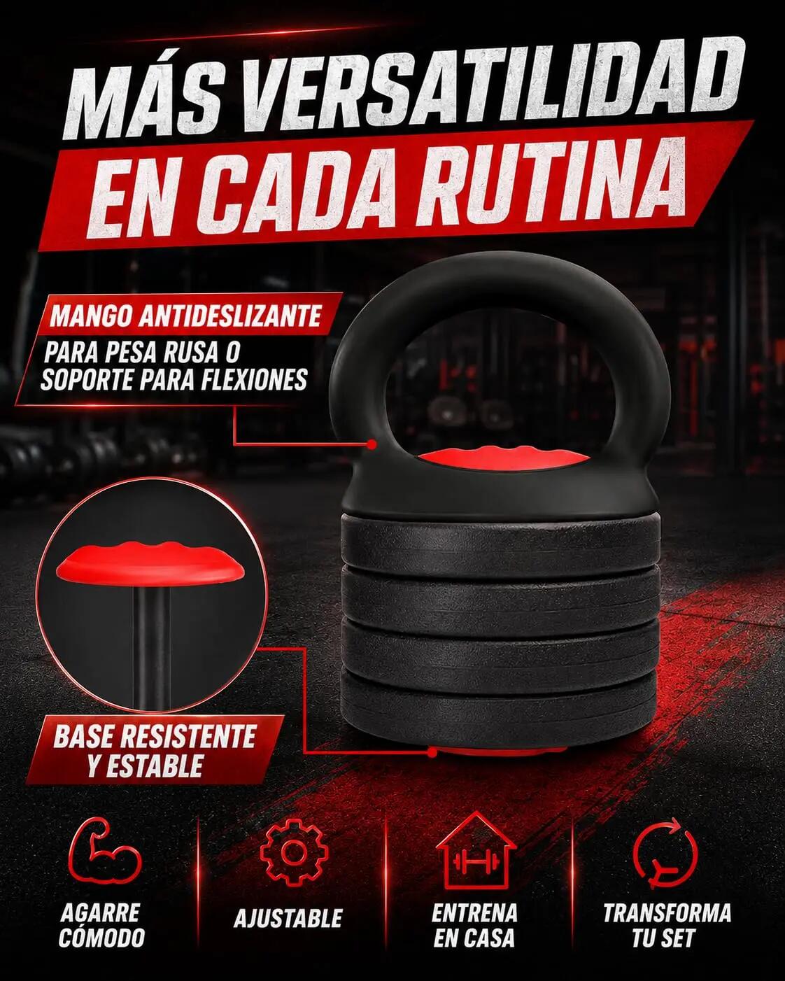 Pesas Cemento 10 Kg Red Transformer Con Kettlebell 8/8