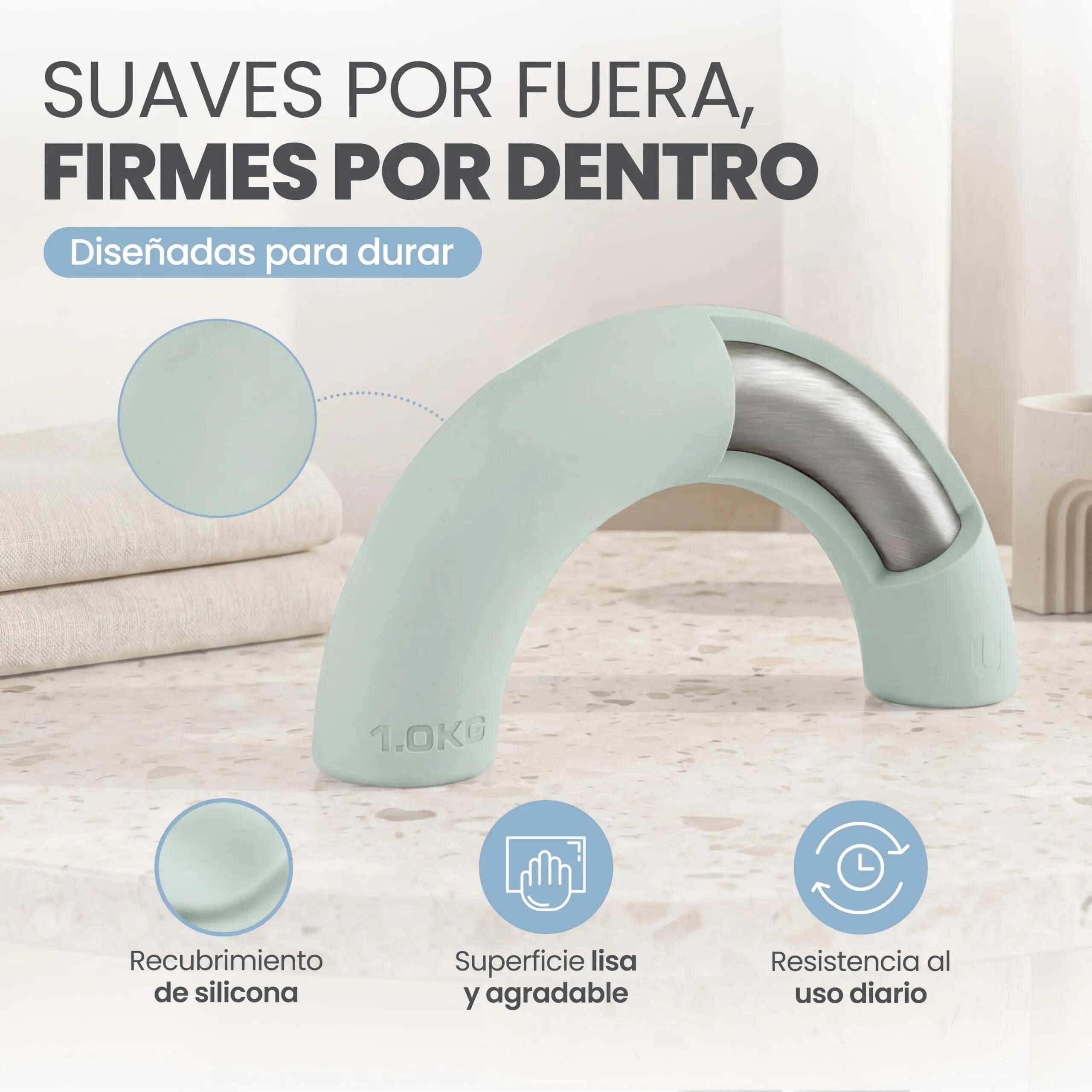 Unycos Pesas semicírculo silicona 1 KG*2 Verde 2/3