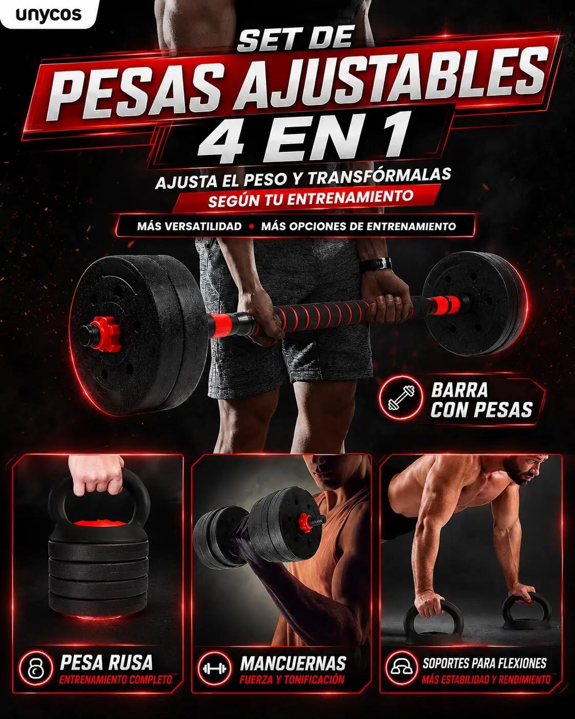 Pesas Cemento 10 Kg Red Transformer Con Kettlebell 3/8