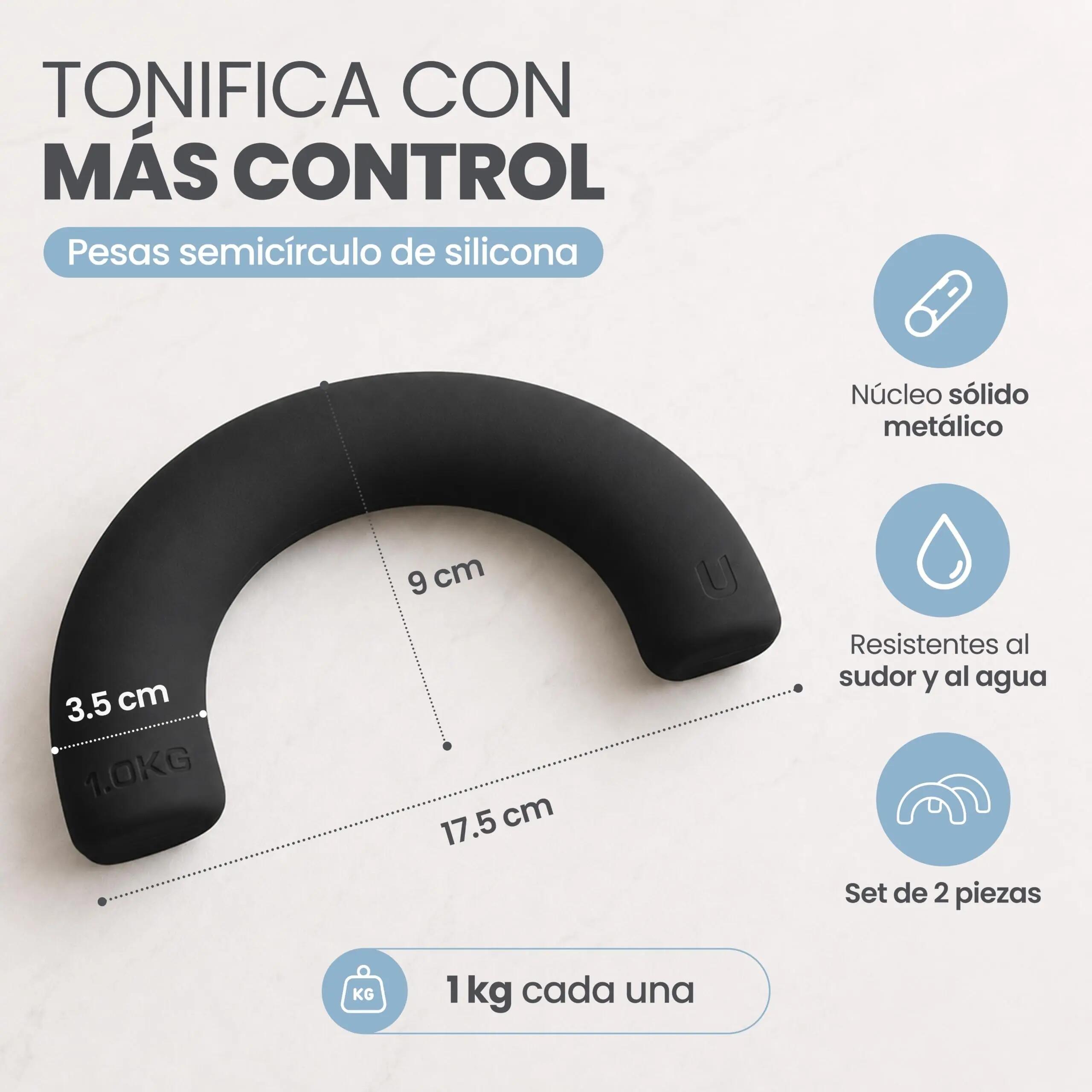 Unycos Pesas semicírculo silicona 1 KG*2 Negro 2/8