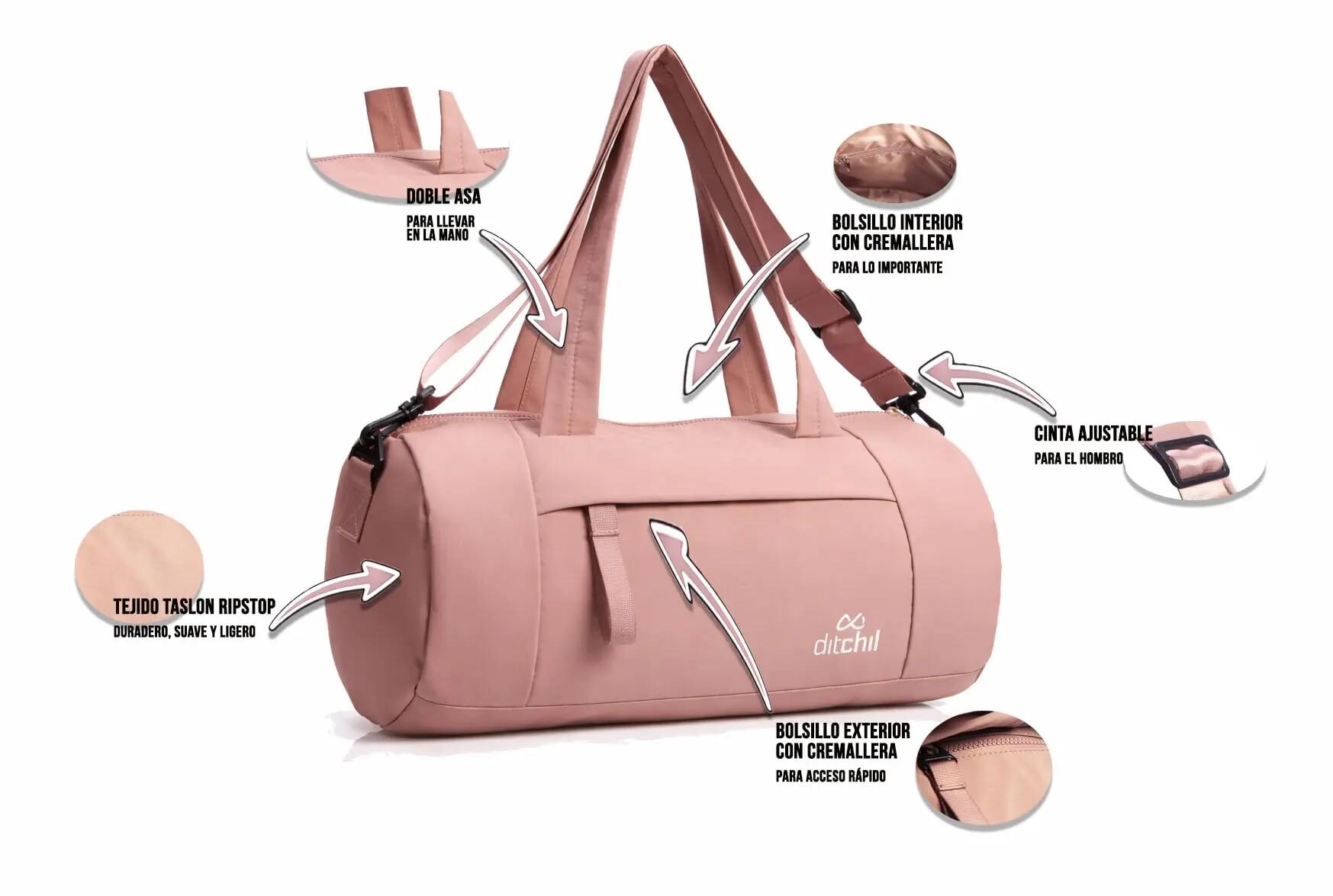 Bolsa Deportiva Fitness para Mujer Ditchil Duffle Bag Motion Rosa Ligera 2/7