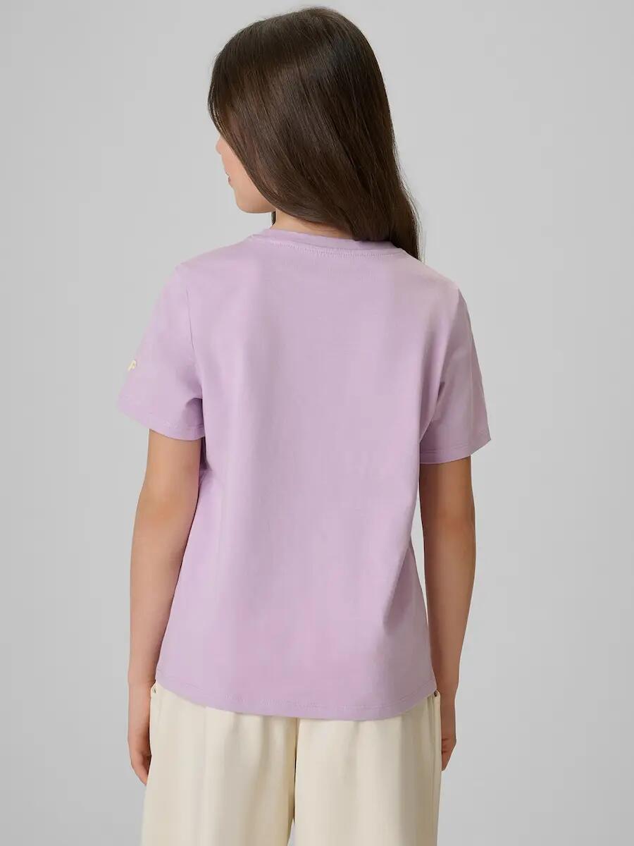 T-shirt regular z nadrukiem dziewczęcy 4F 2/6