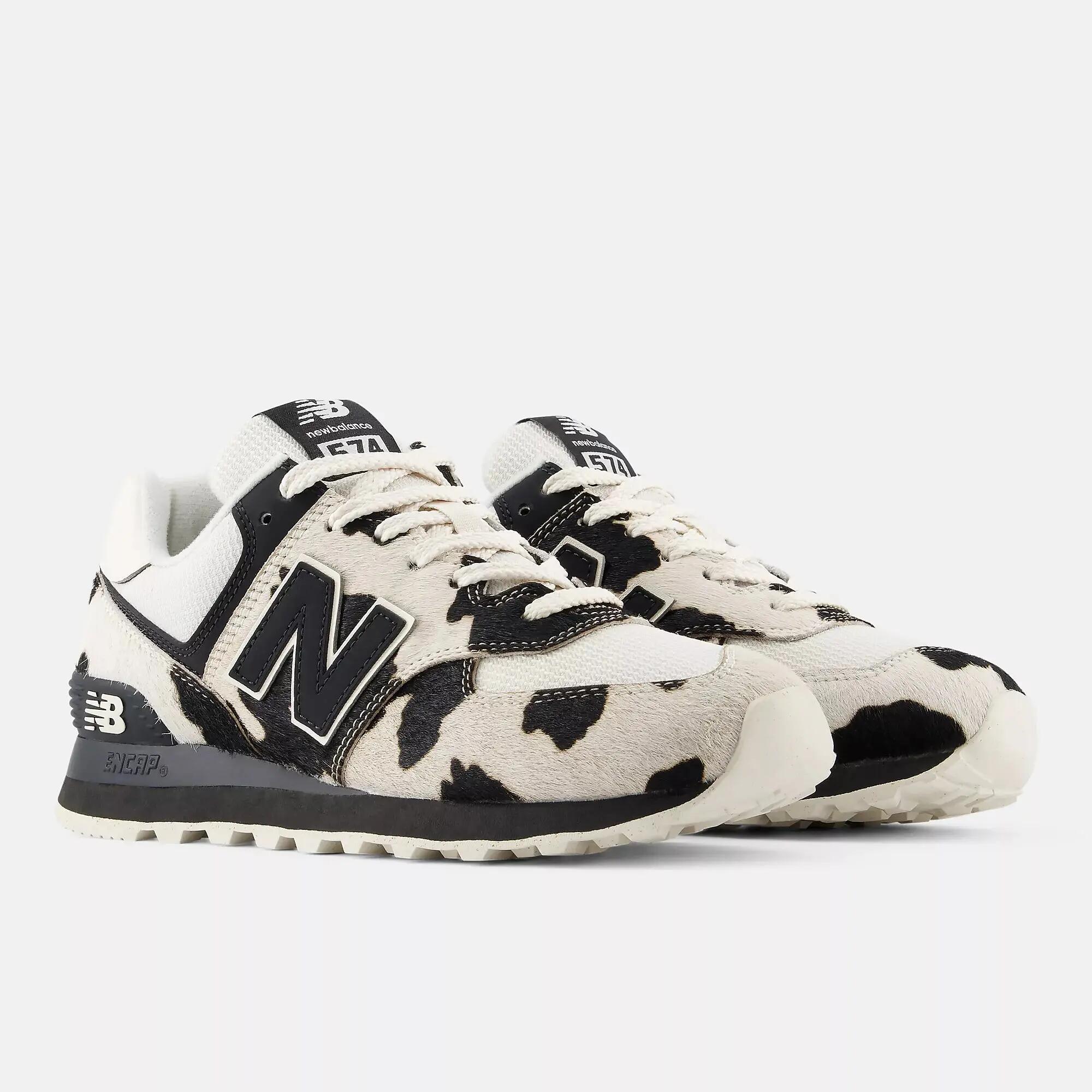 Sneakers Donna 574 Cow Print Black Linen (Women's) 3/5