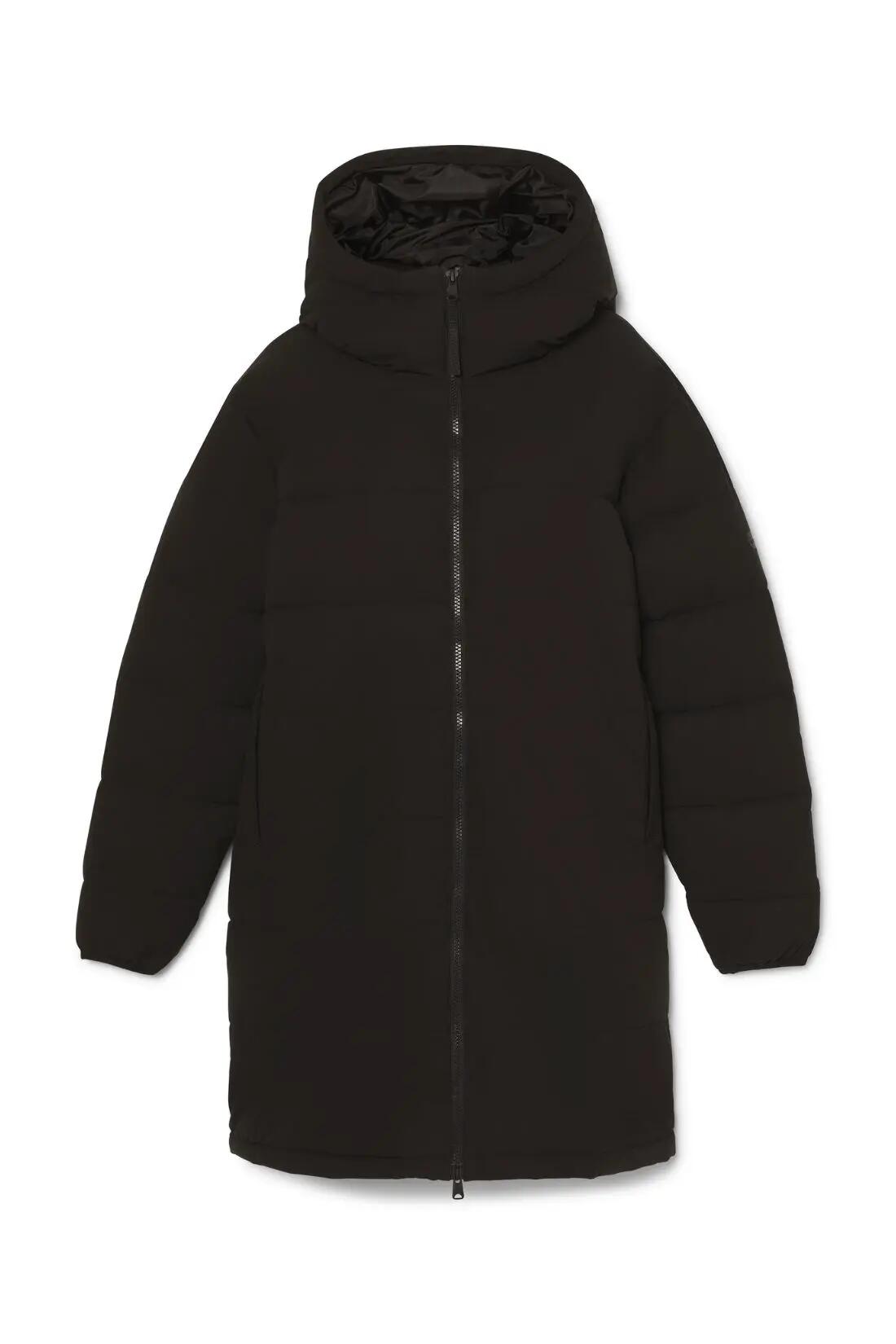 Lange jas - sportswear - dames - oversized, gewatteerd en waterdicht - zwart 5/5