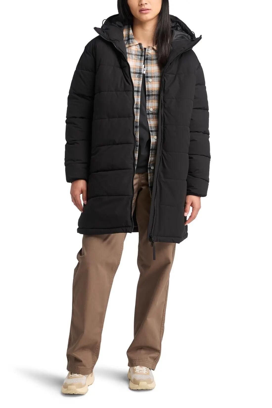 Veste longue - sportswear - femme - matelassée, imperméable, oversize - noire 2/5