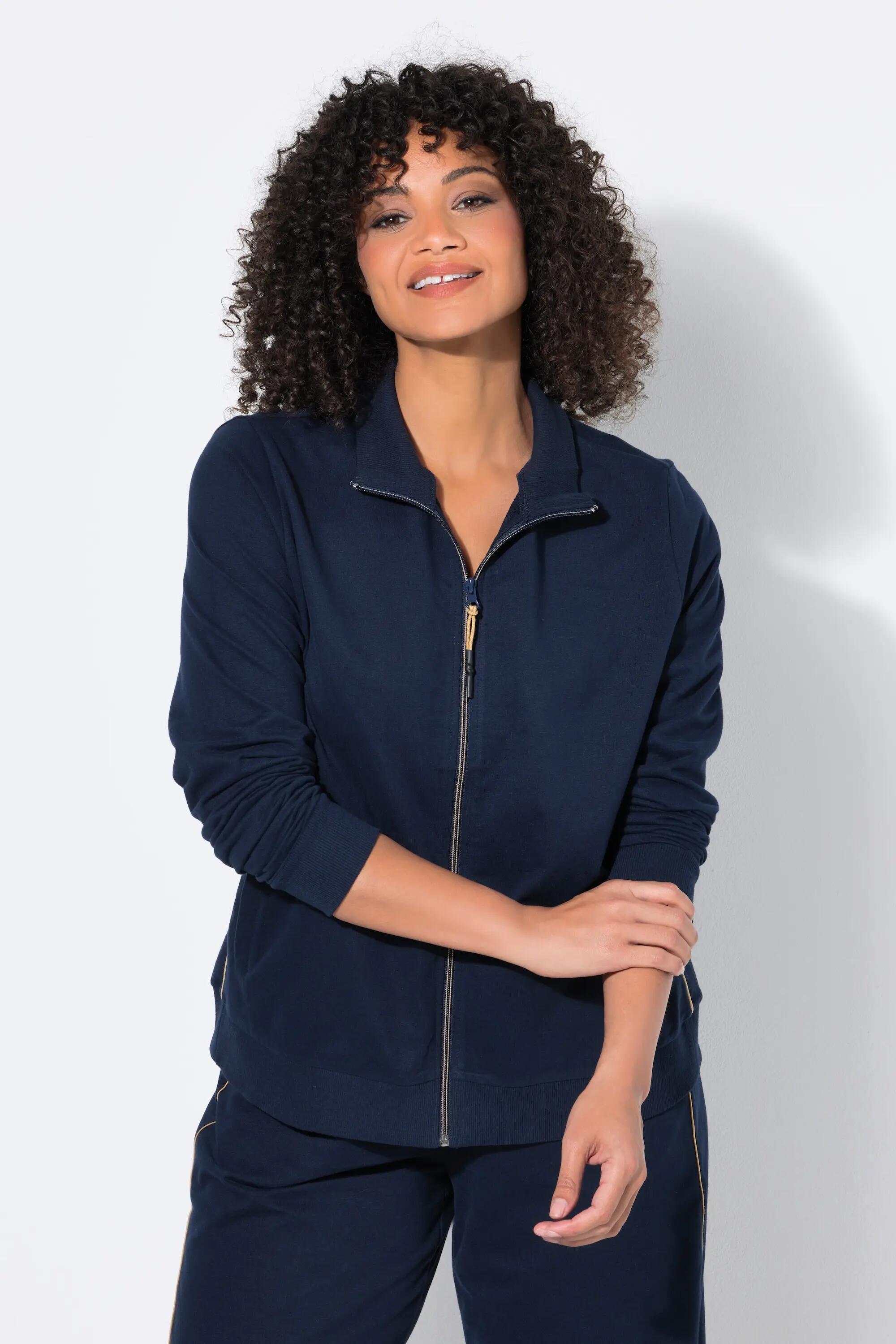 Dames Sweatvest kort opstaande kraag lange mouwen 5/6