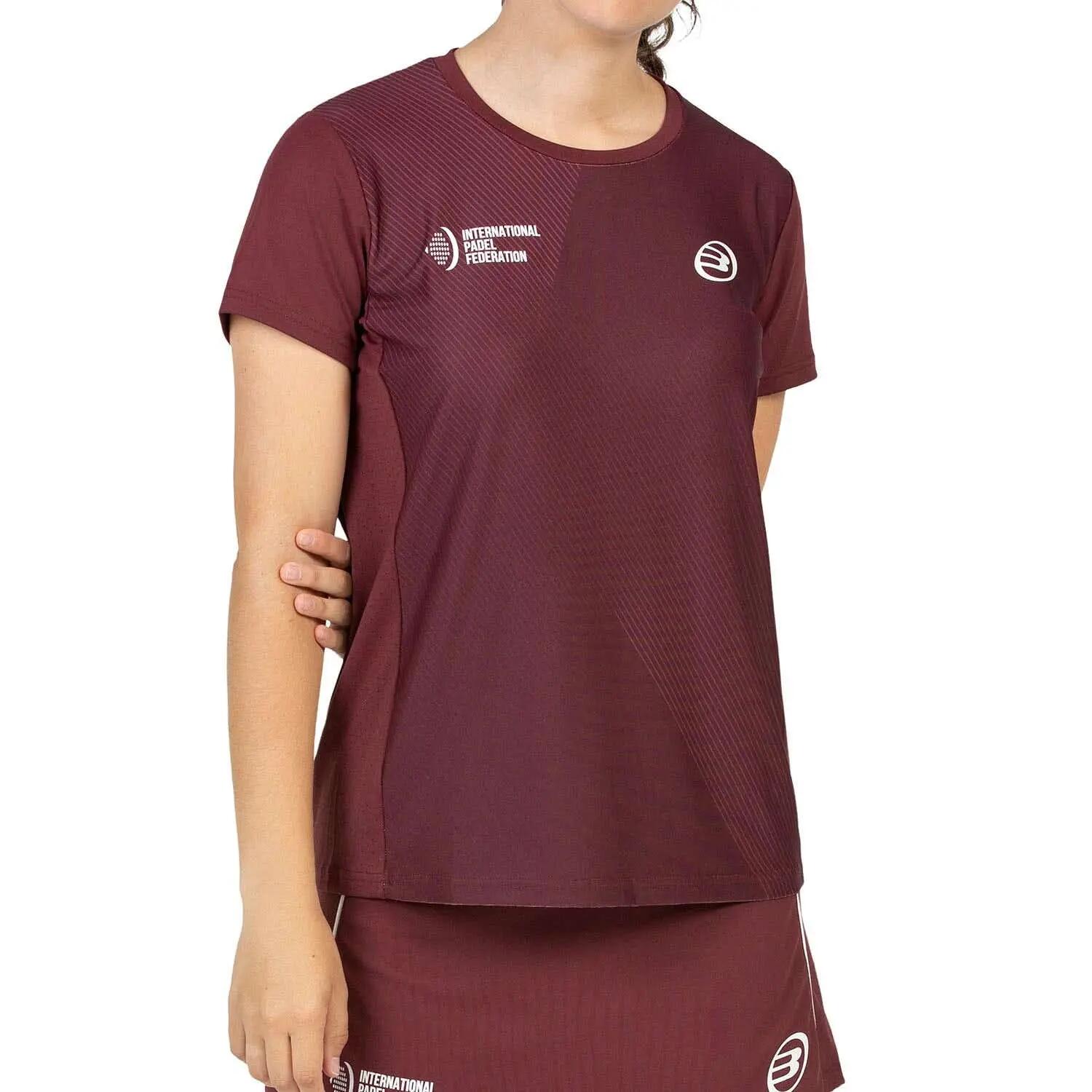 CAMISETA BULLPADEL FIP NOCEDA 010 VINO BURDEOS MUJER S 3/4